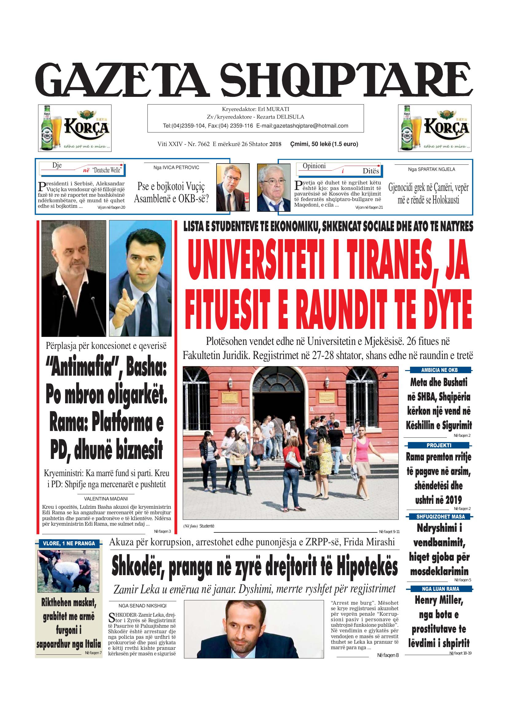 Gazeta Shqiptare 2018-09-26