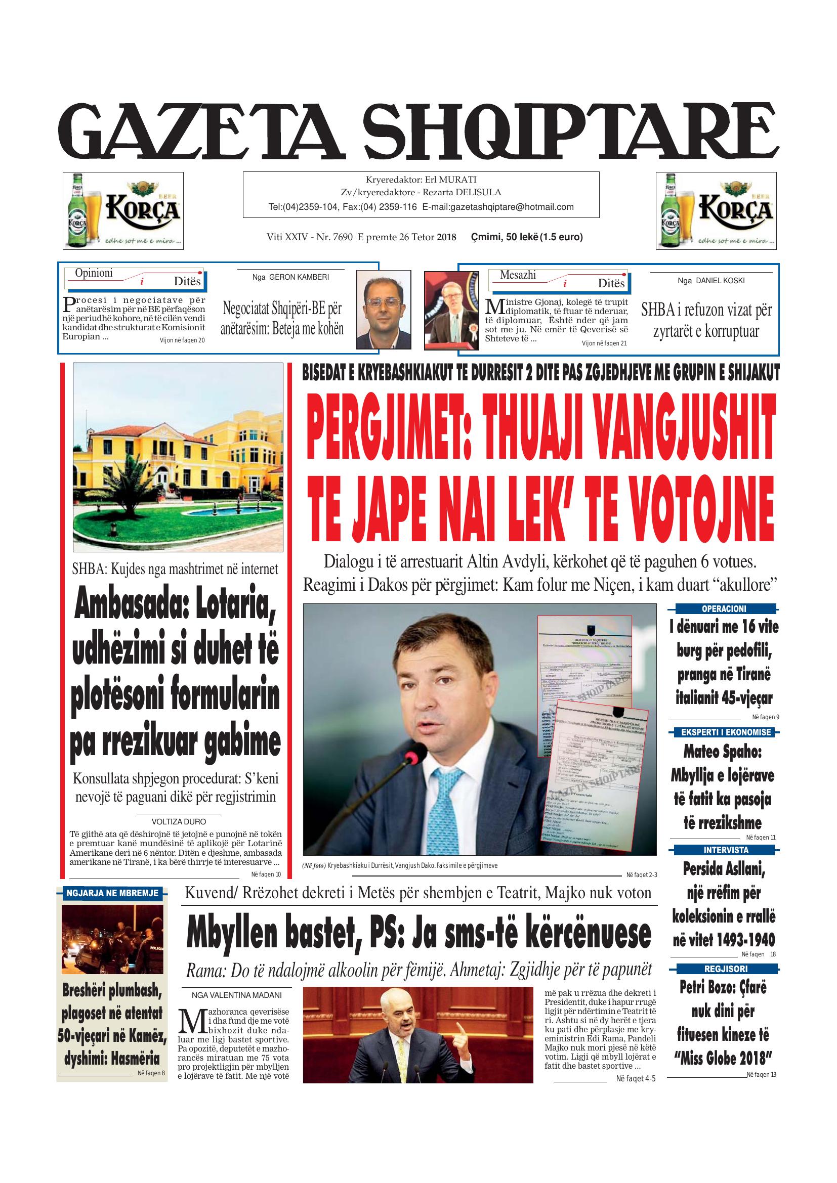Gazeta Shqiptare 2018-10-26