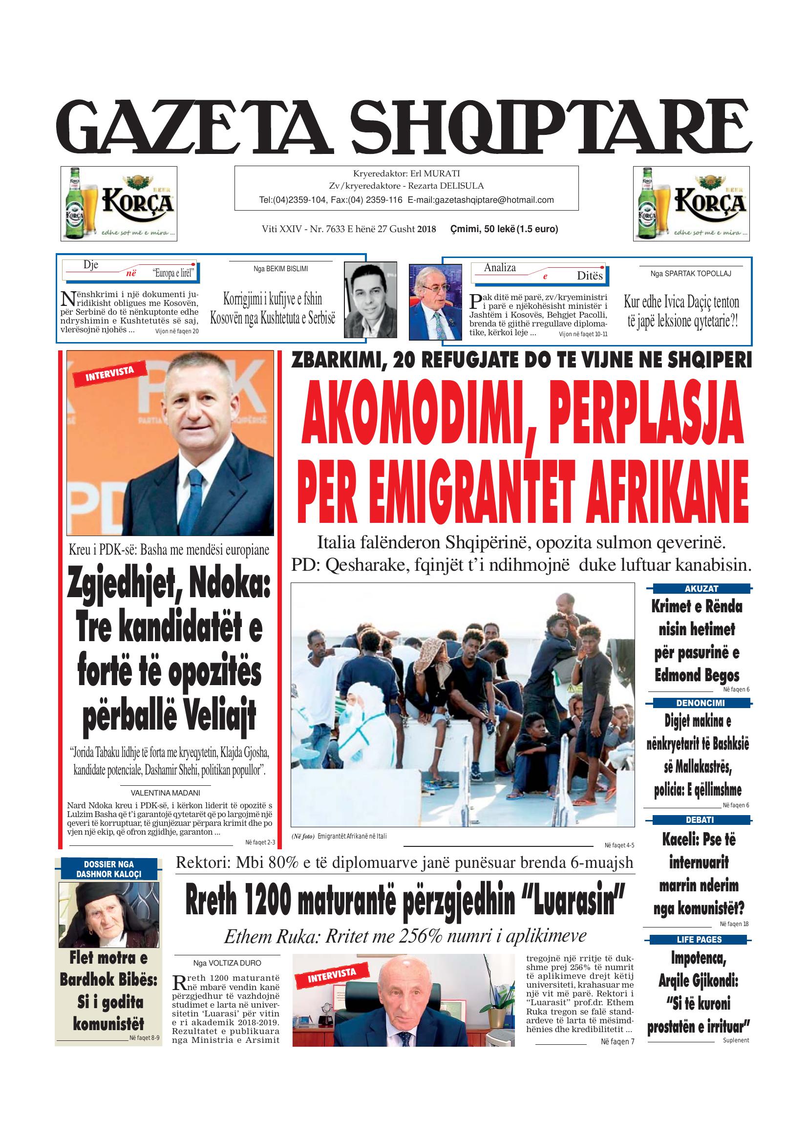 Gazeta Shqiptare 2018-08-27