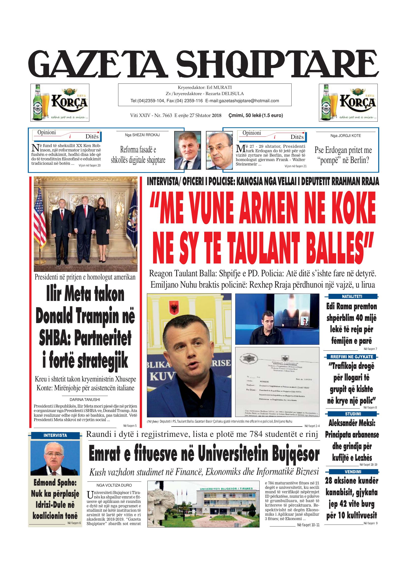Gazeta Shqiptare 2018-09-27