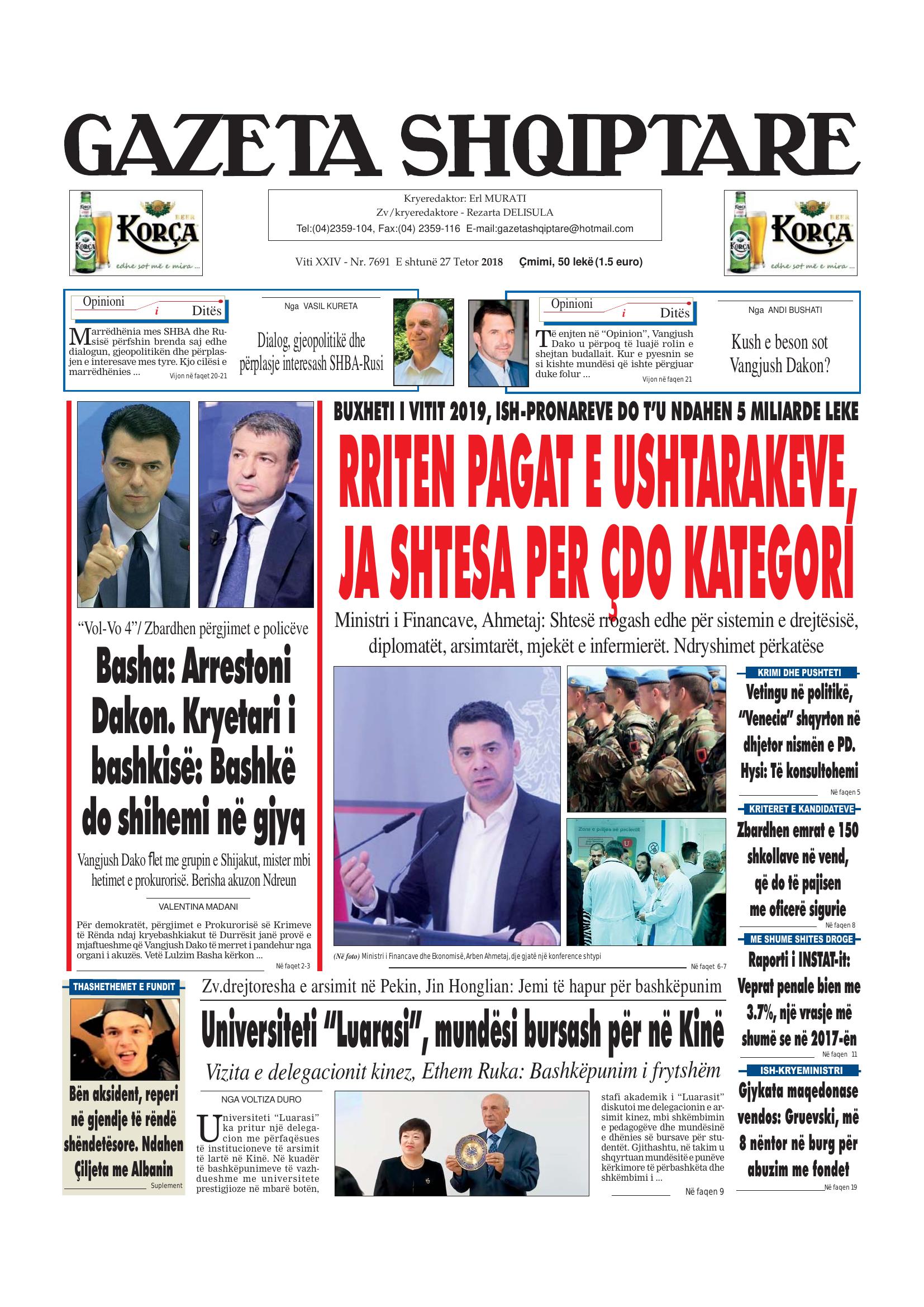 Gazeta Shqiptare 2018-10-27