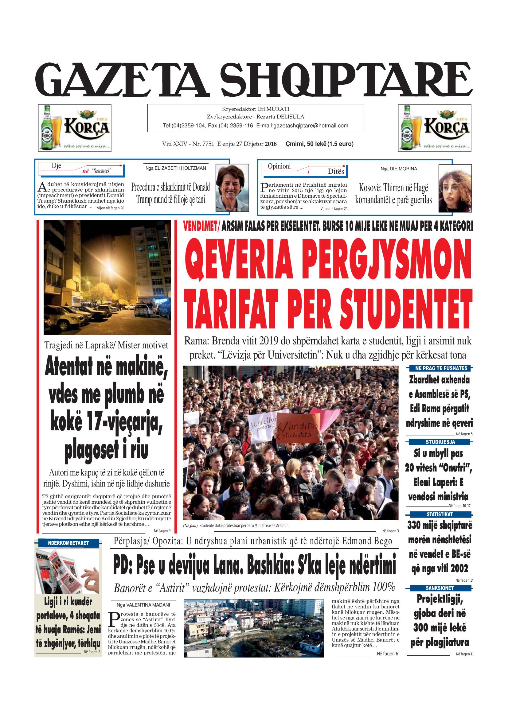 Gazeta Shqiptare 2018-12-27