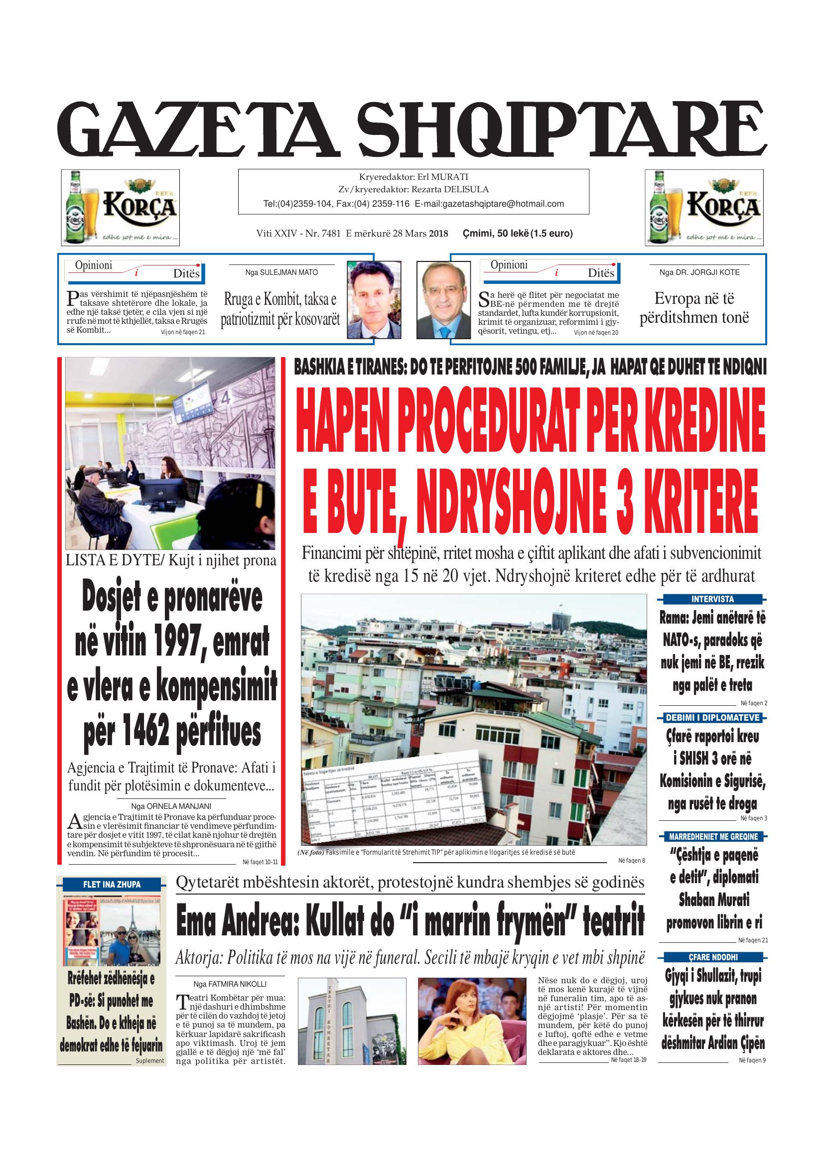 Gazeta Shqiptare 2018-03-28