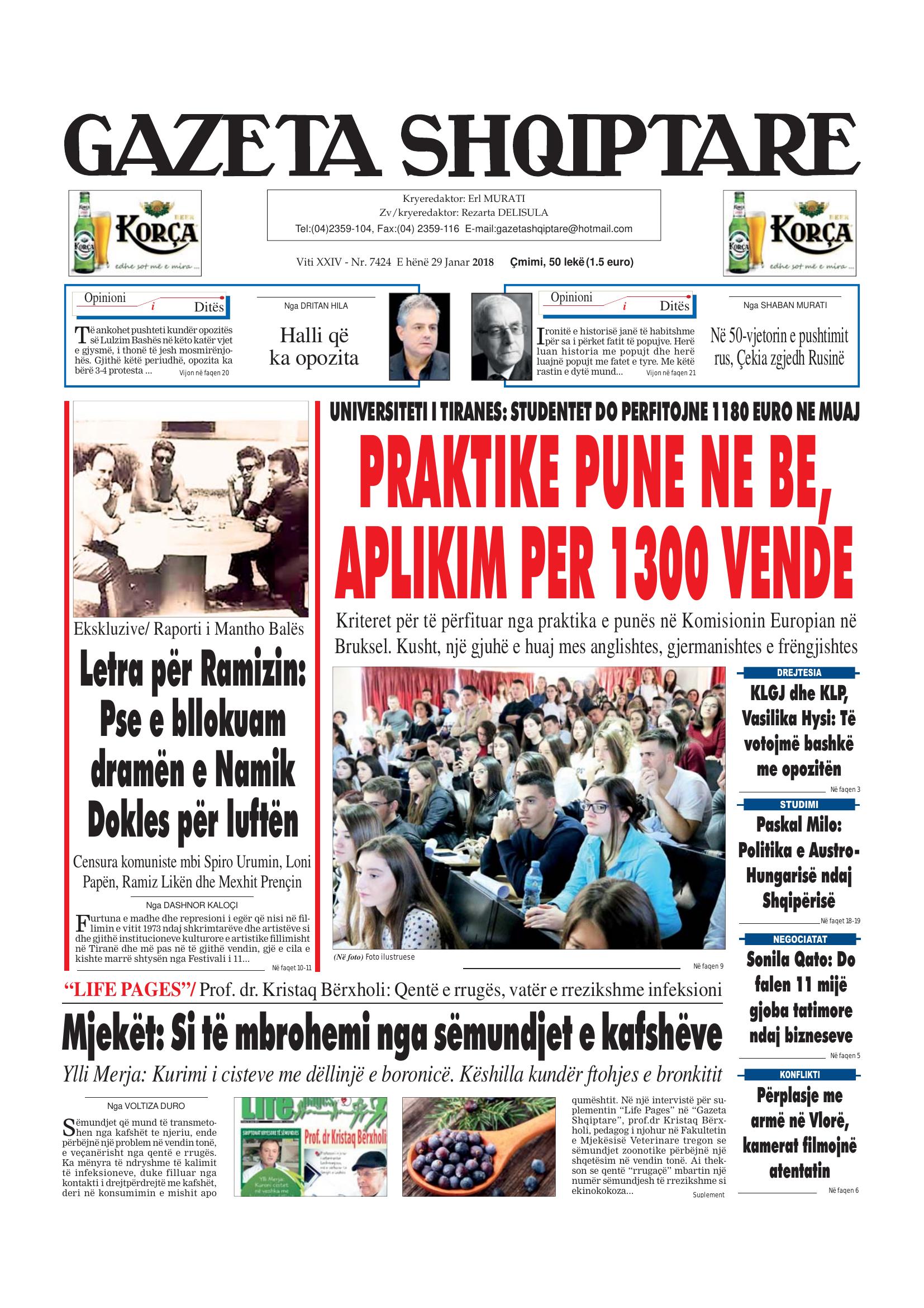 Gazeta Shqiptare 2018-01-29