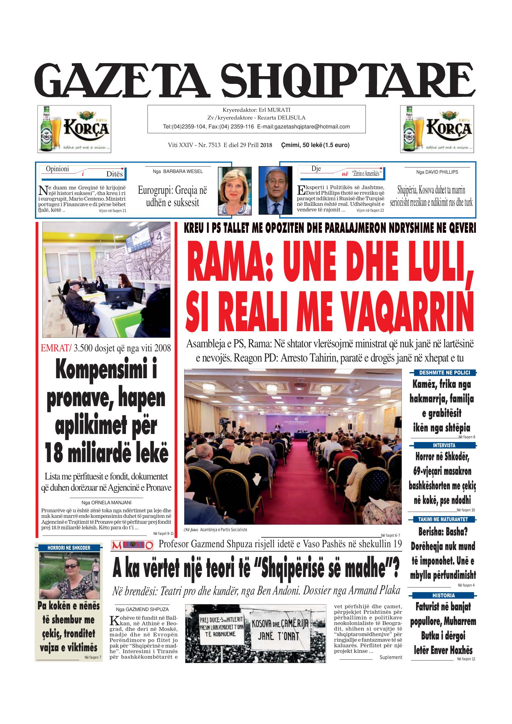 Gazeta Shqiptare 2018-04-29