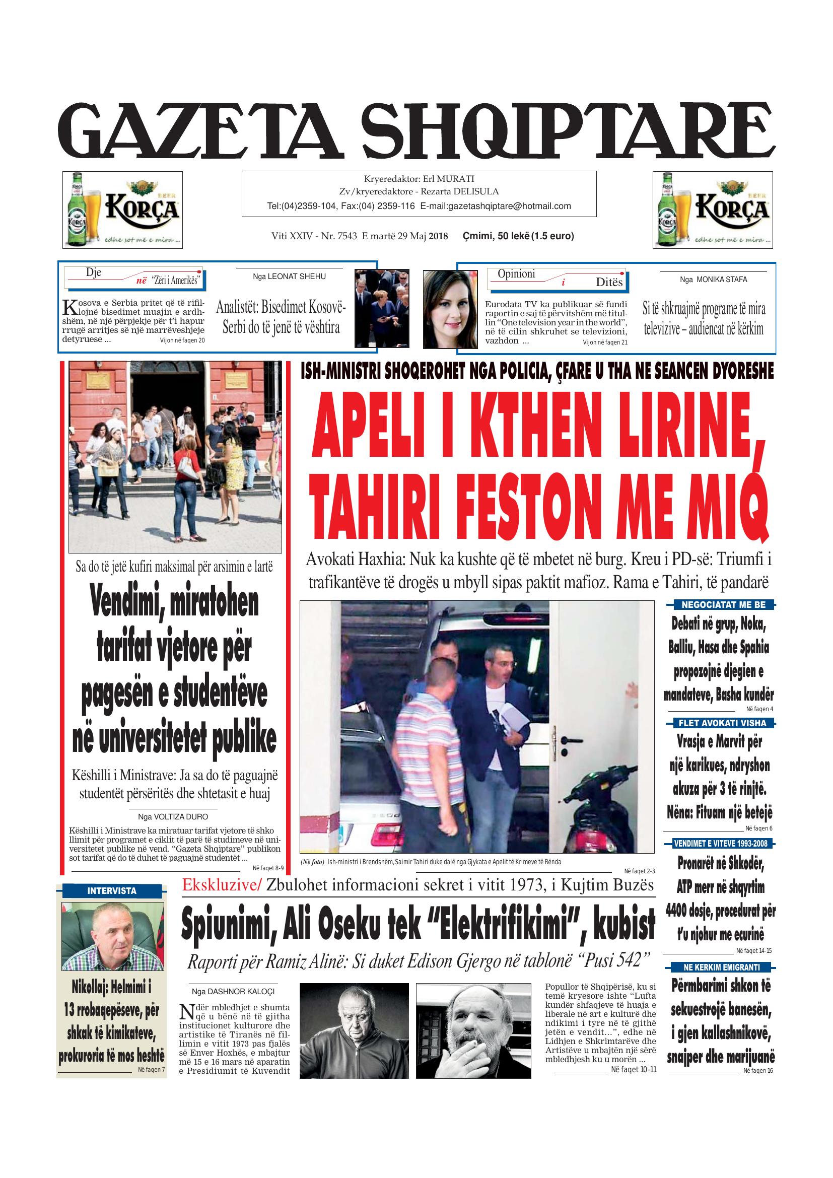 Gazeta Shqiptare 2018-05-29