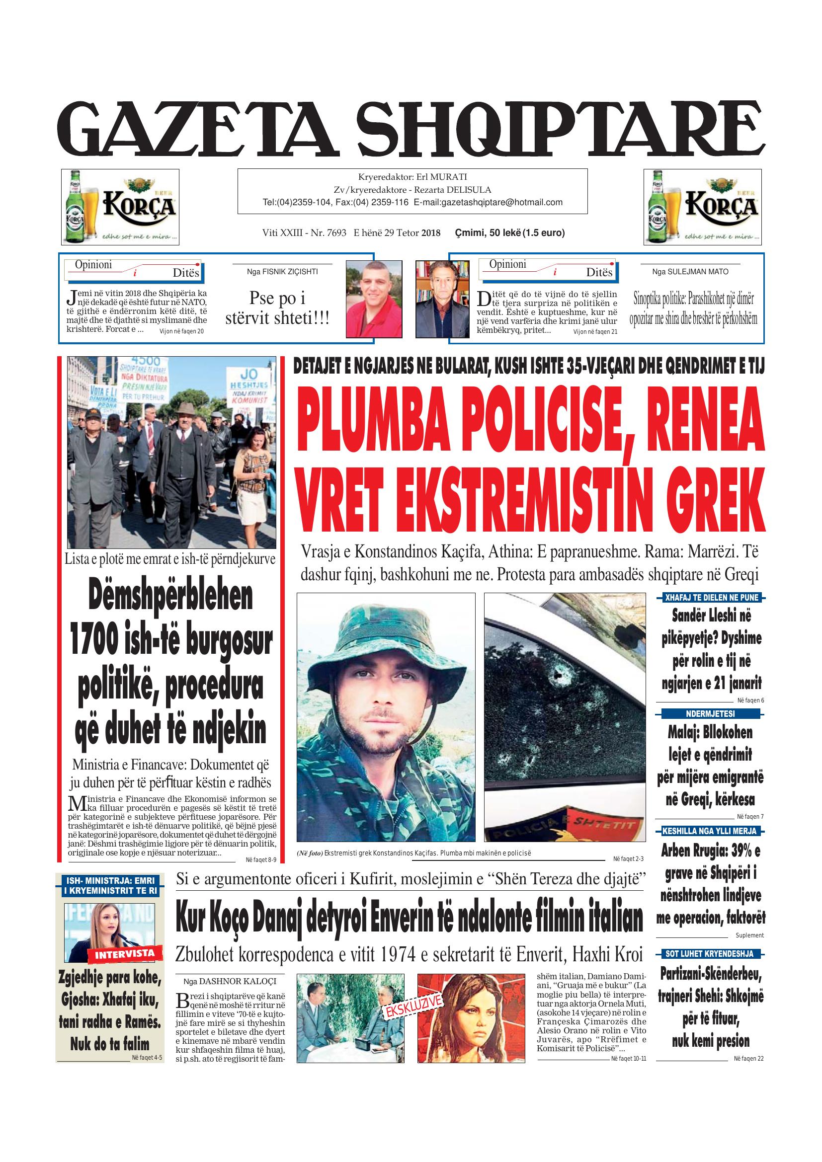 Gazeta Shqiptare 2018-10-29