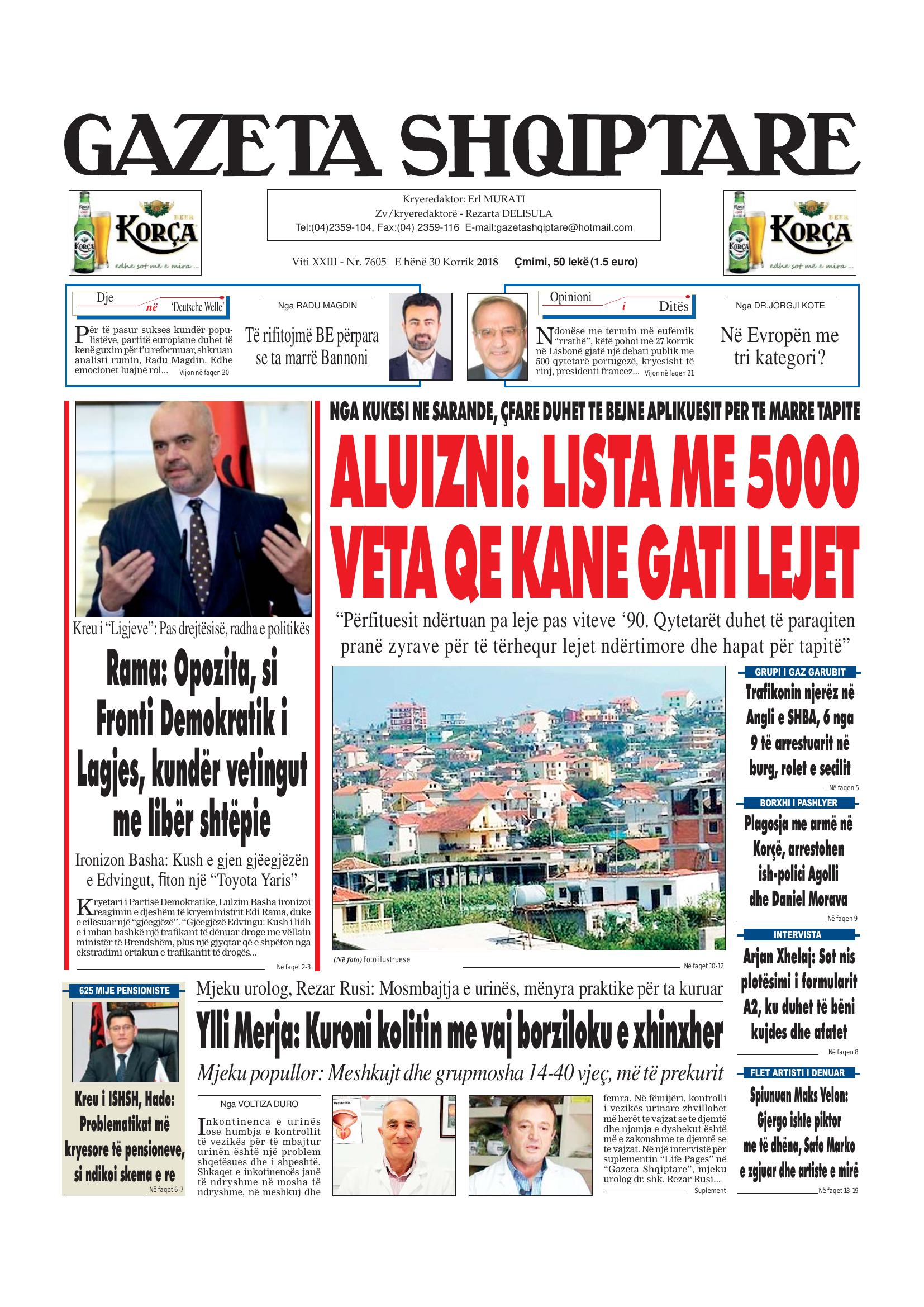 Gazeta Shqiptare 2018-07-30