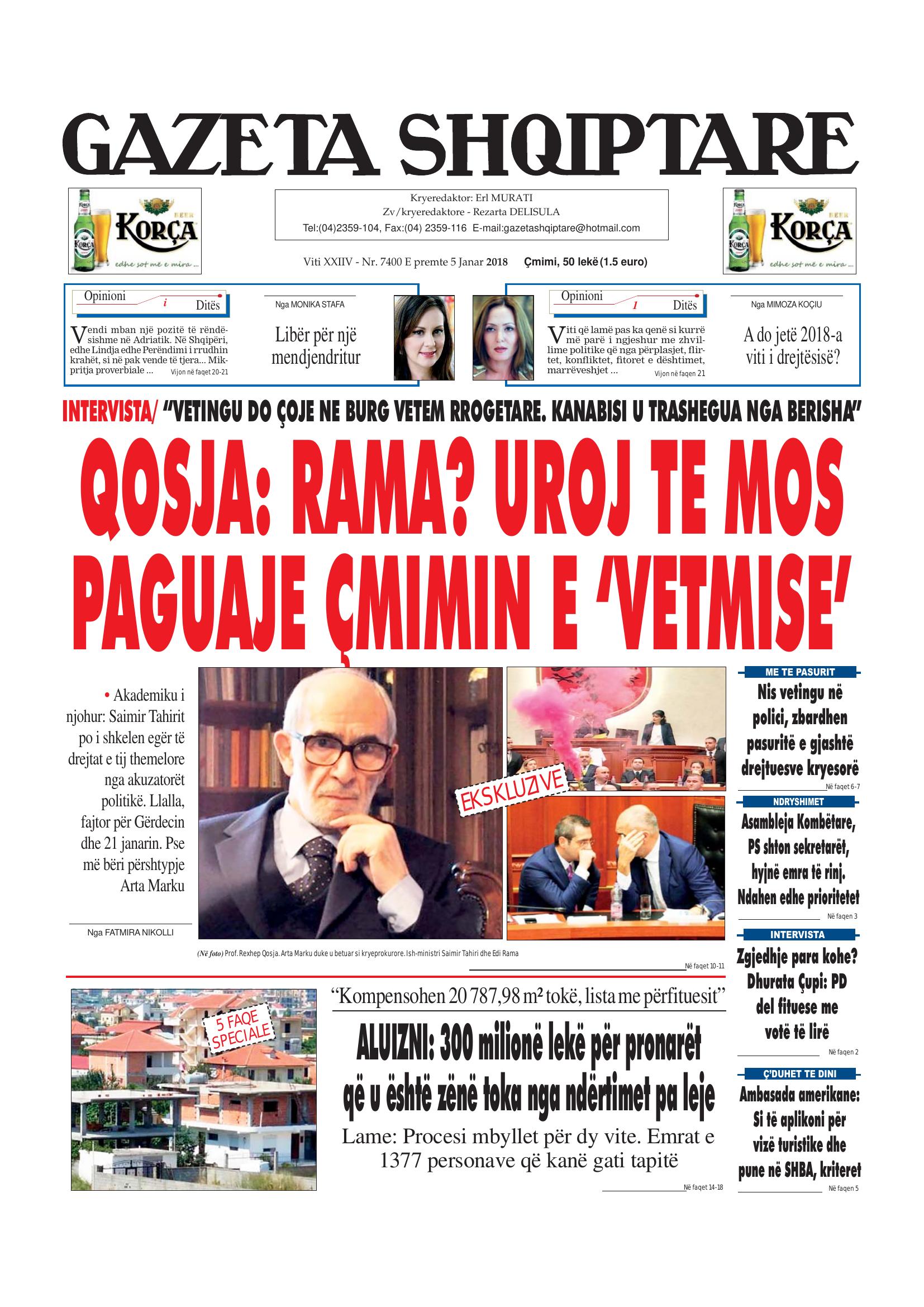 Gazeta Shqiptare 2018-01-05
