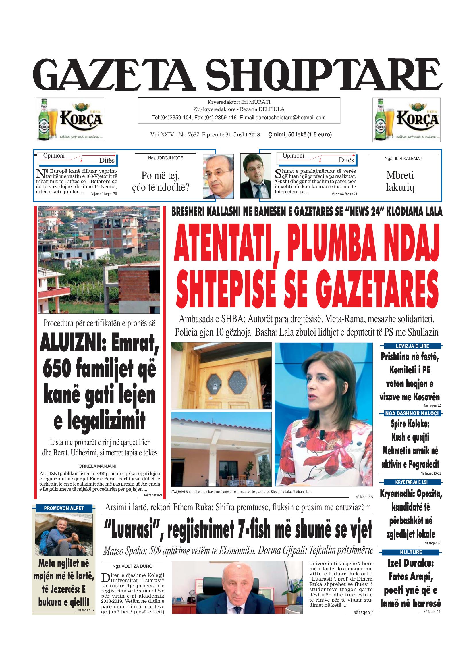 Gazeta Shqiptare 2018-08-31