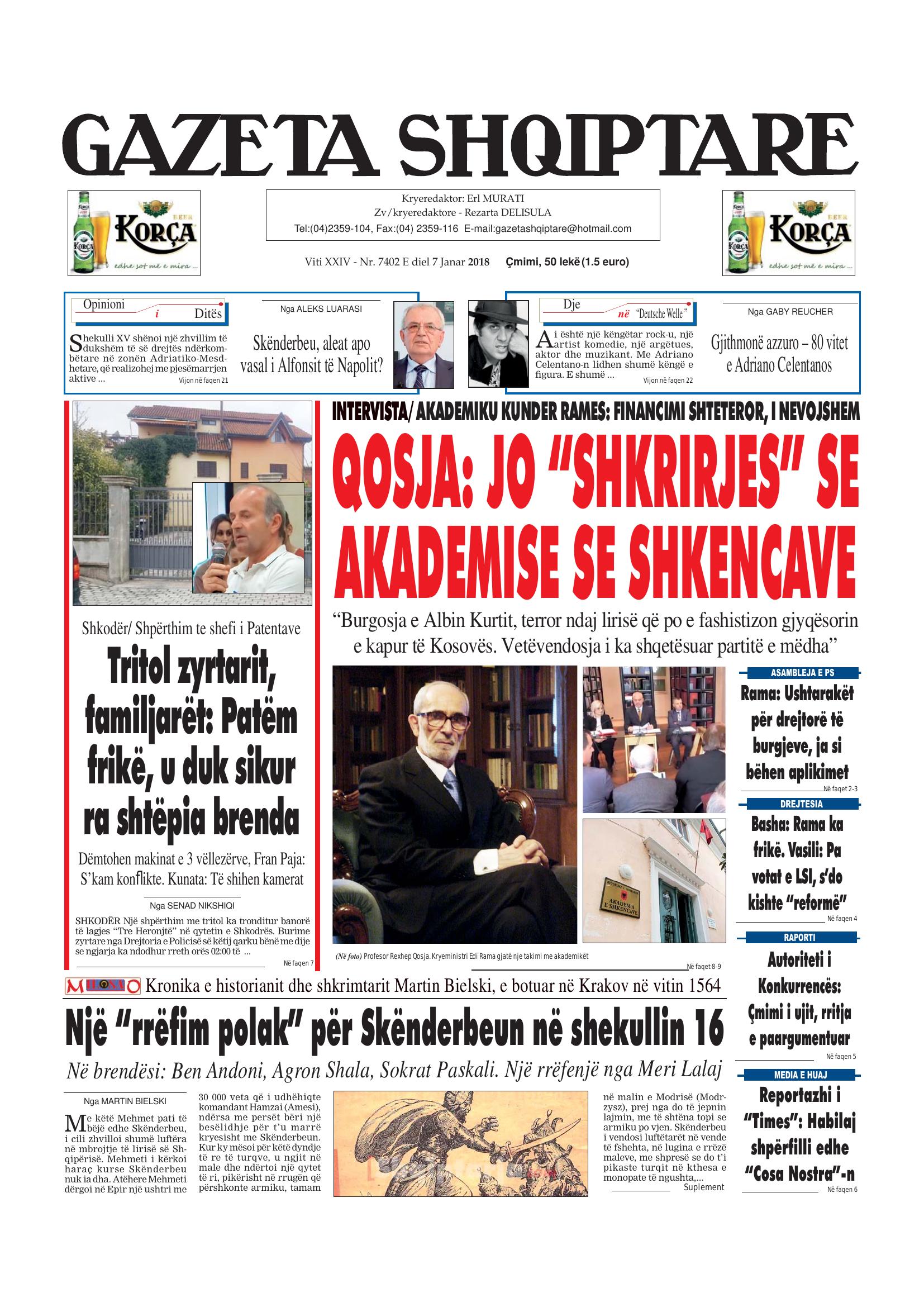 Gazeta Shqiptare 2018-01-07