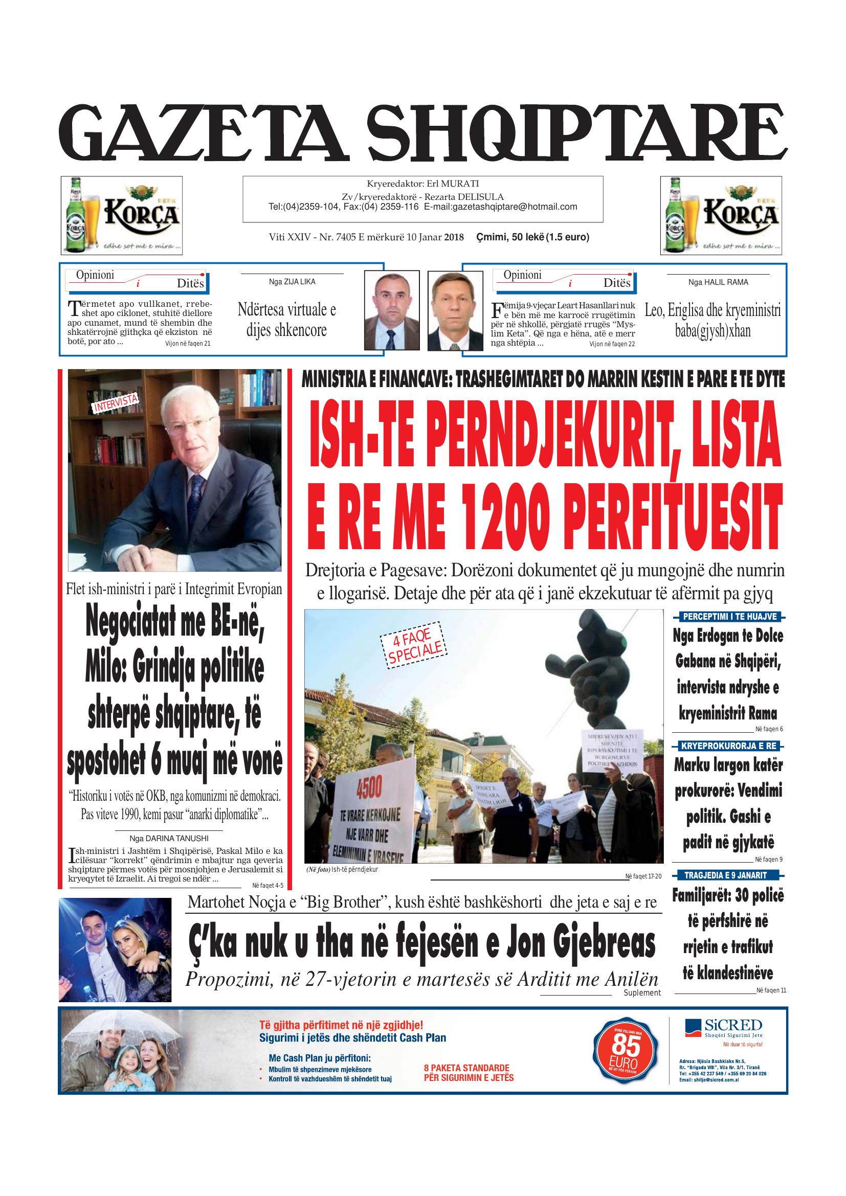 Gazeta Shqiptare 2018-01-10