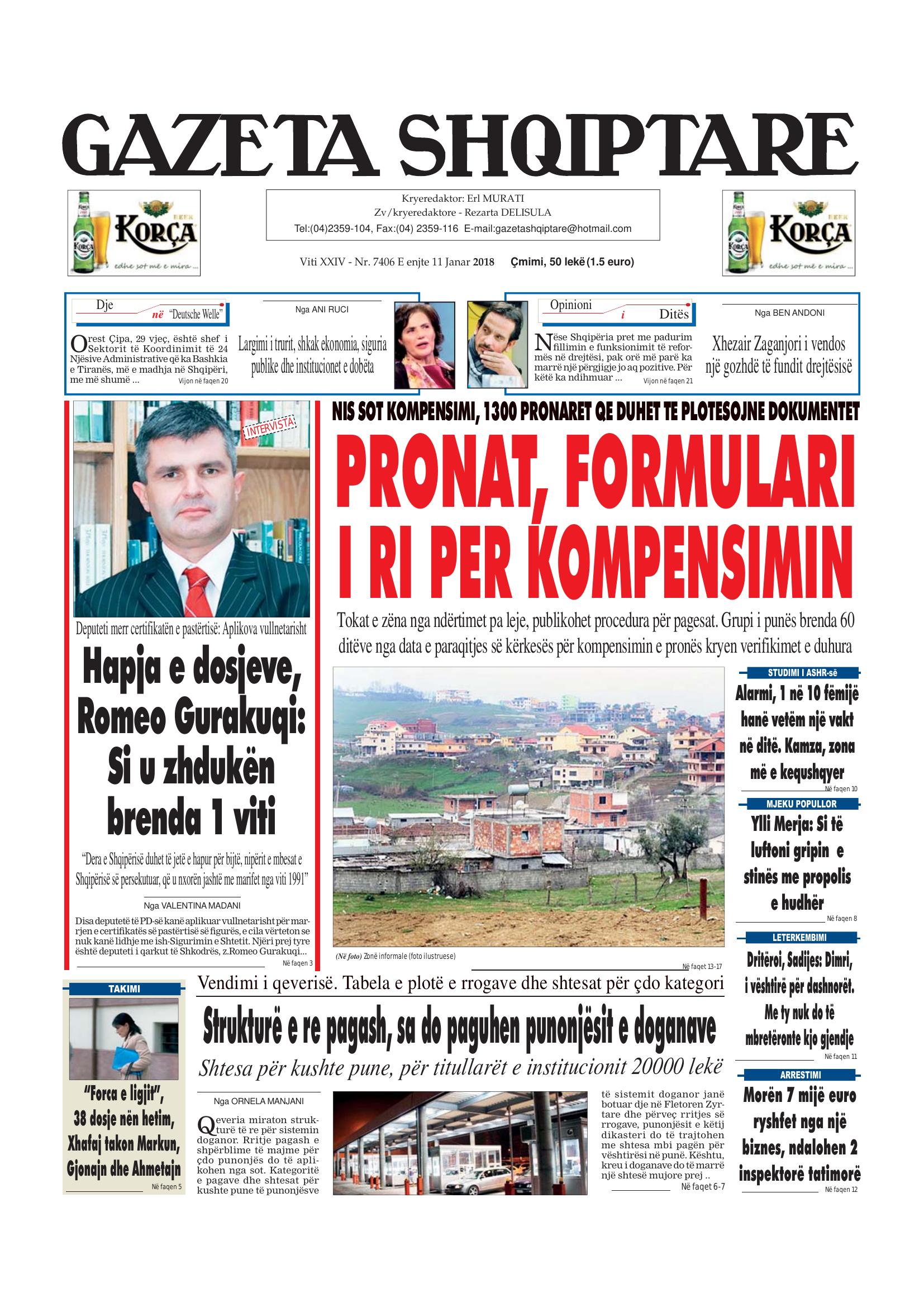 Gazeta Shqiptare 2018-01-11