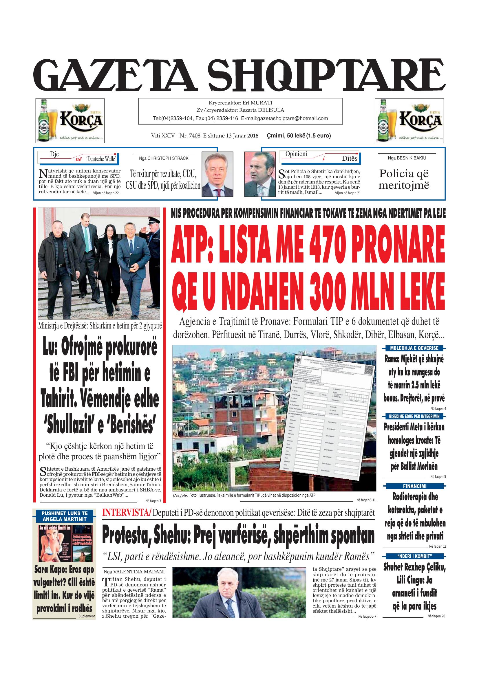 Gazeta Shqiptare 2018-01-13