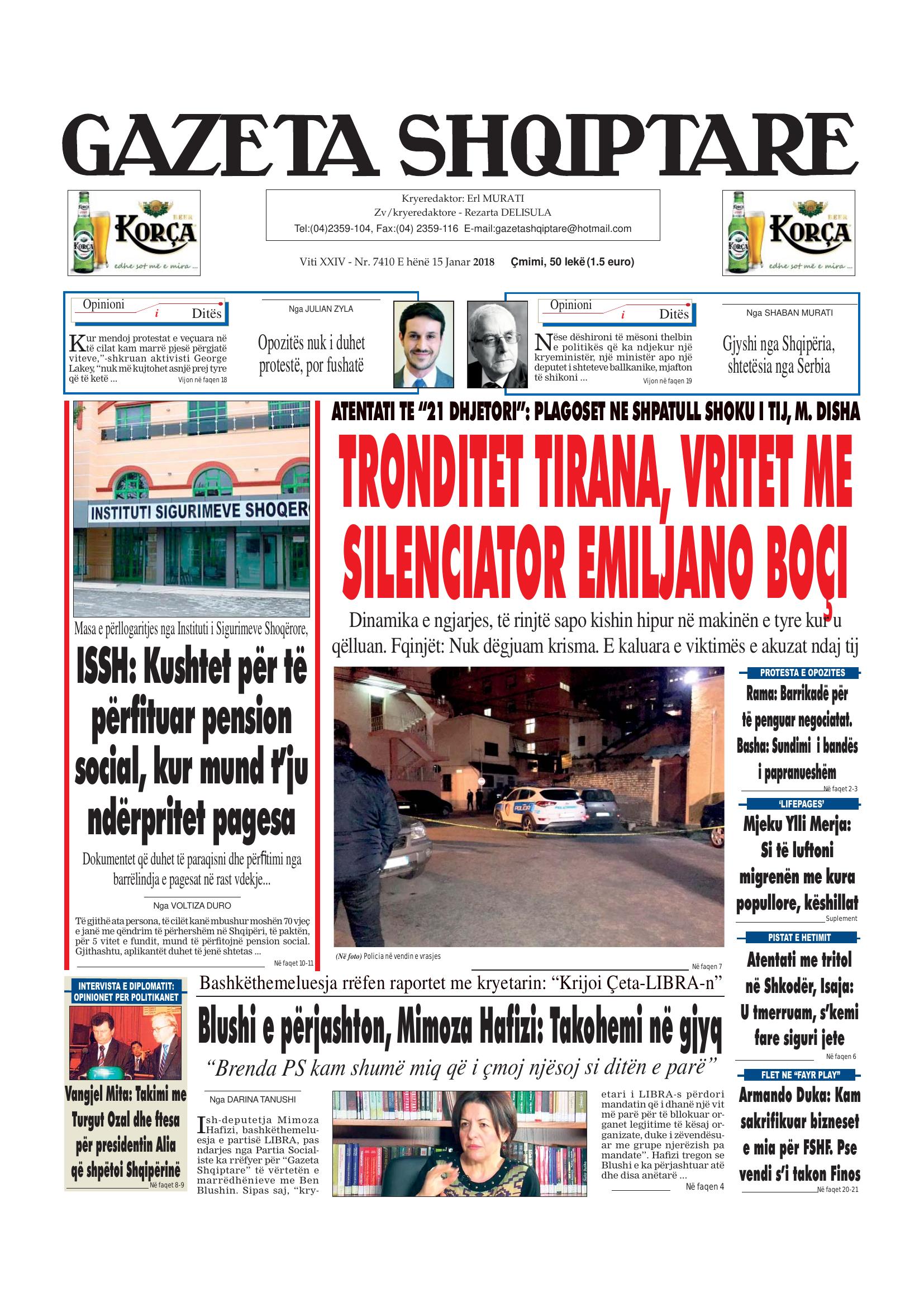 Gazeta Shqiptare 2018-01-15