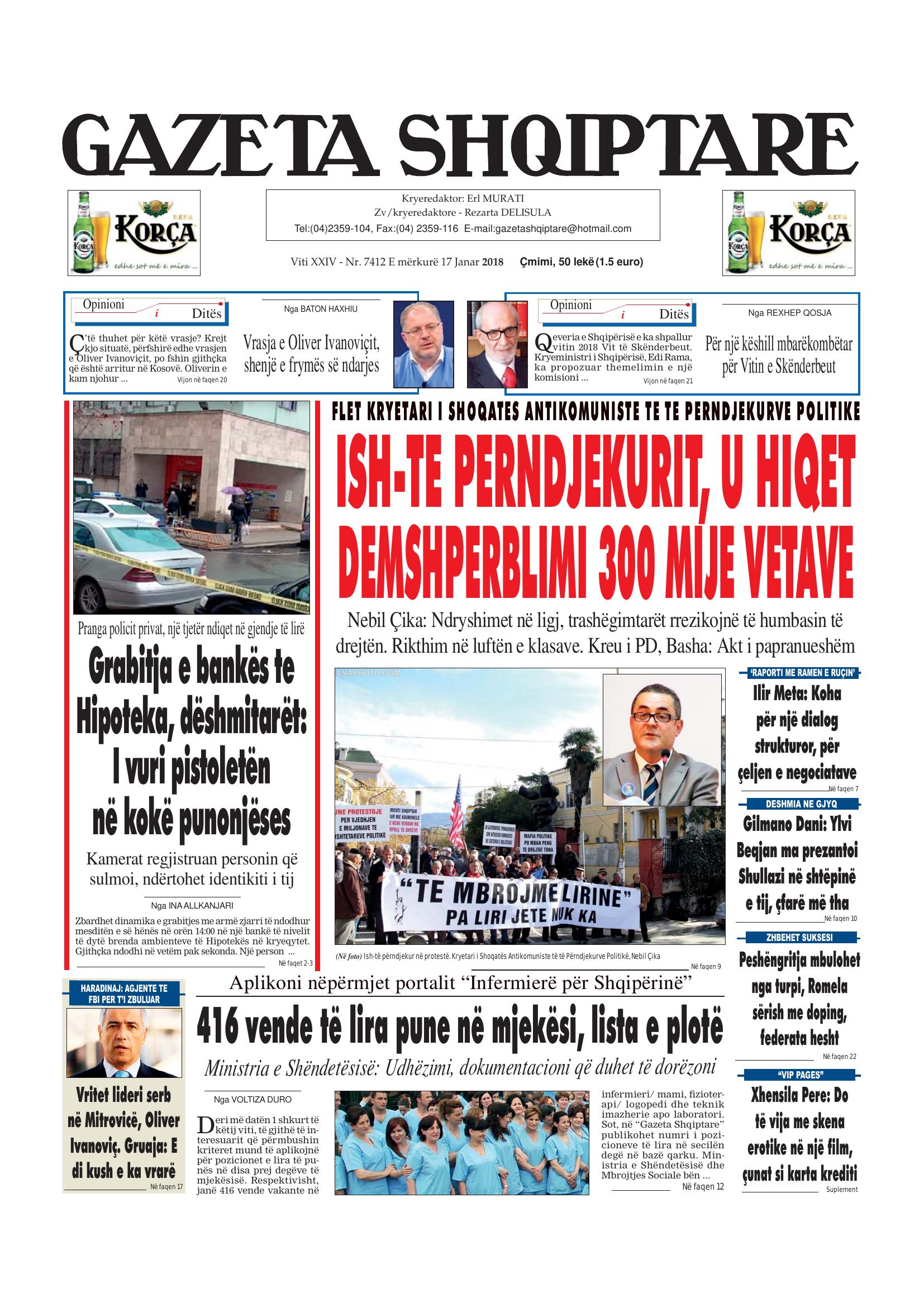 Gazeta Shqiptare 2018-01-17