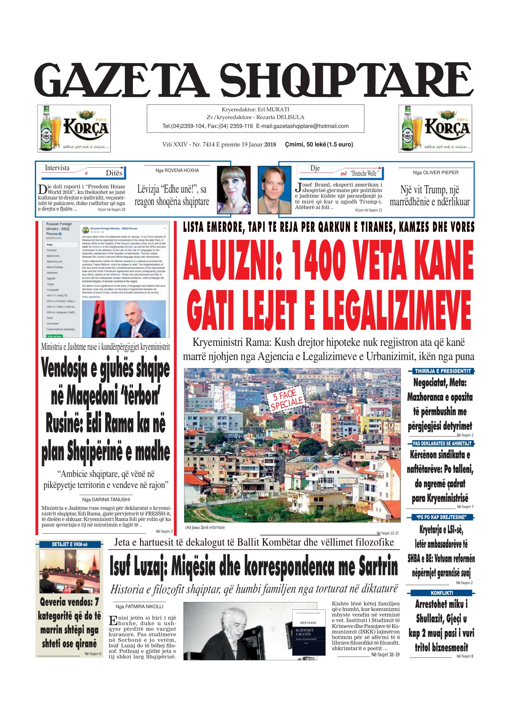 Gazeta Shqiptare 2018-01-19