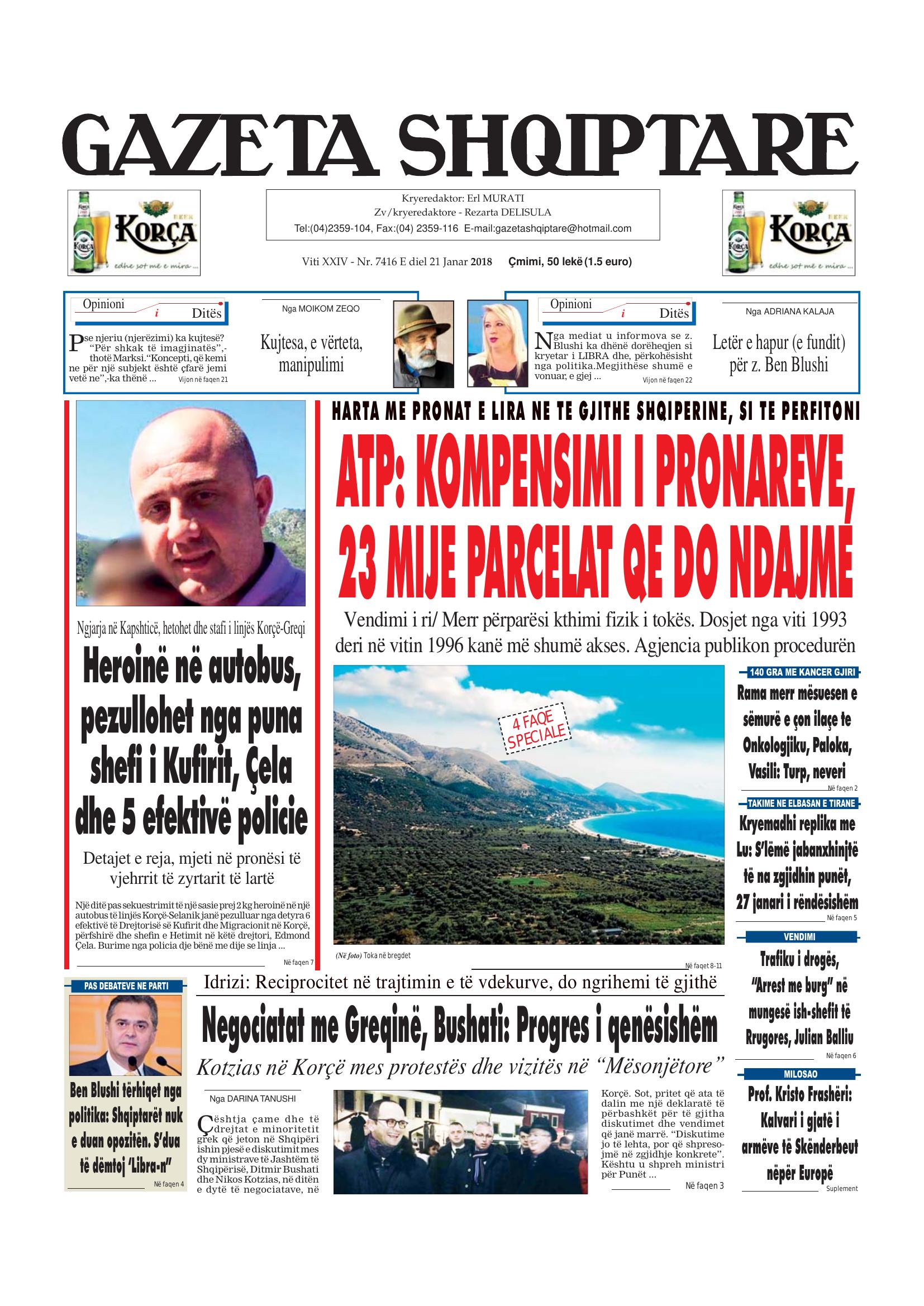 Gazeta Shqiptare 2018-01-21