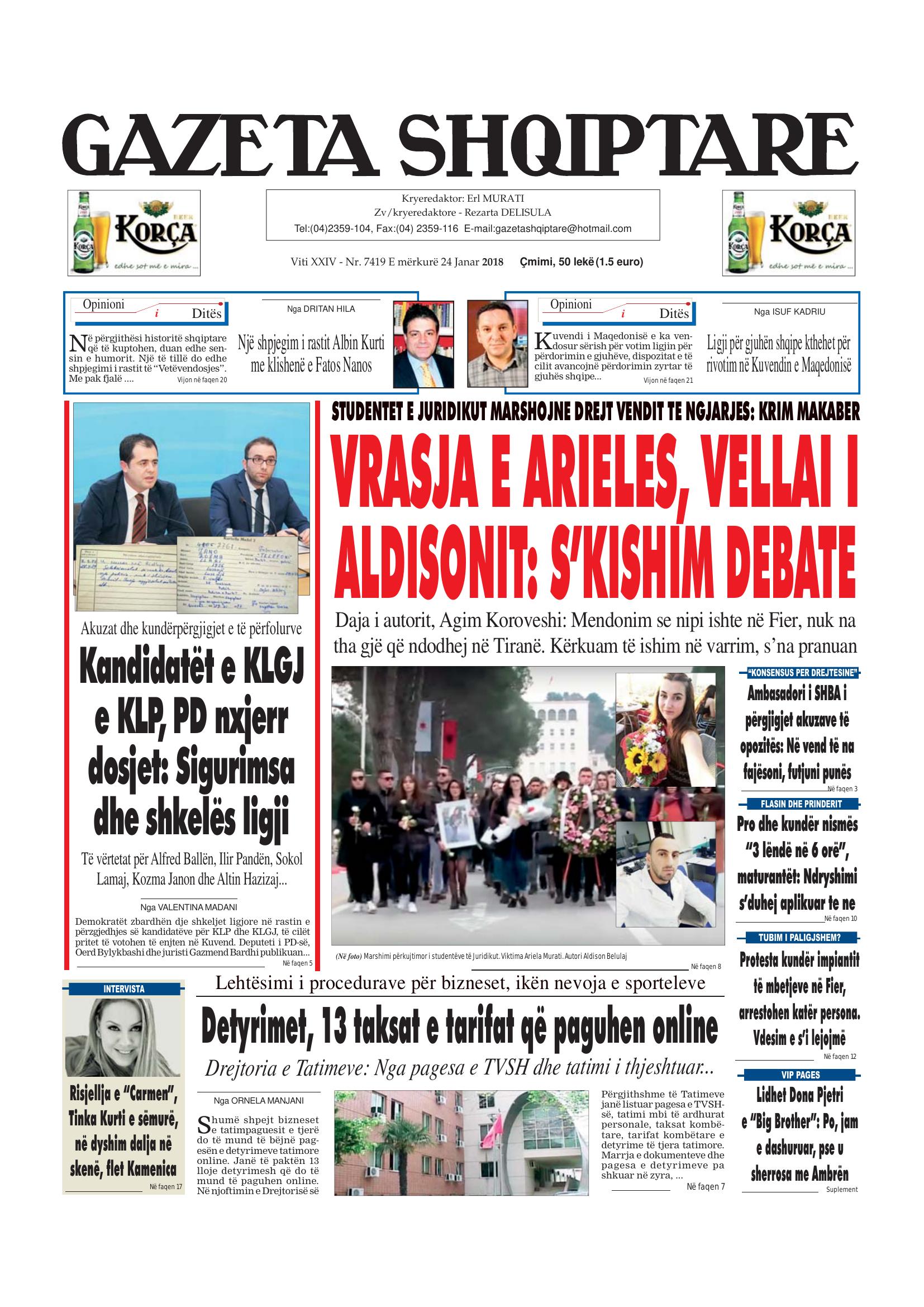 Gazeta Shqiptare 2018-01-24