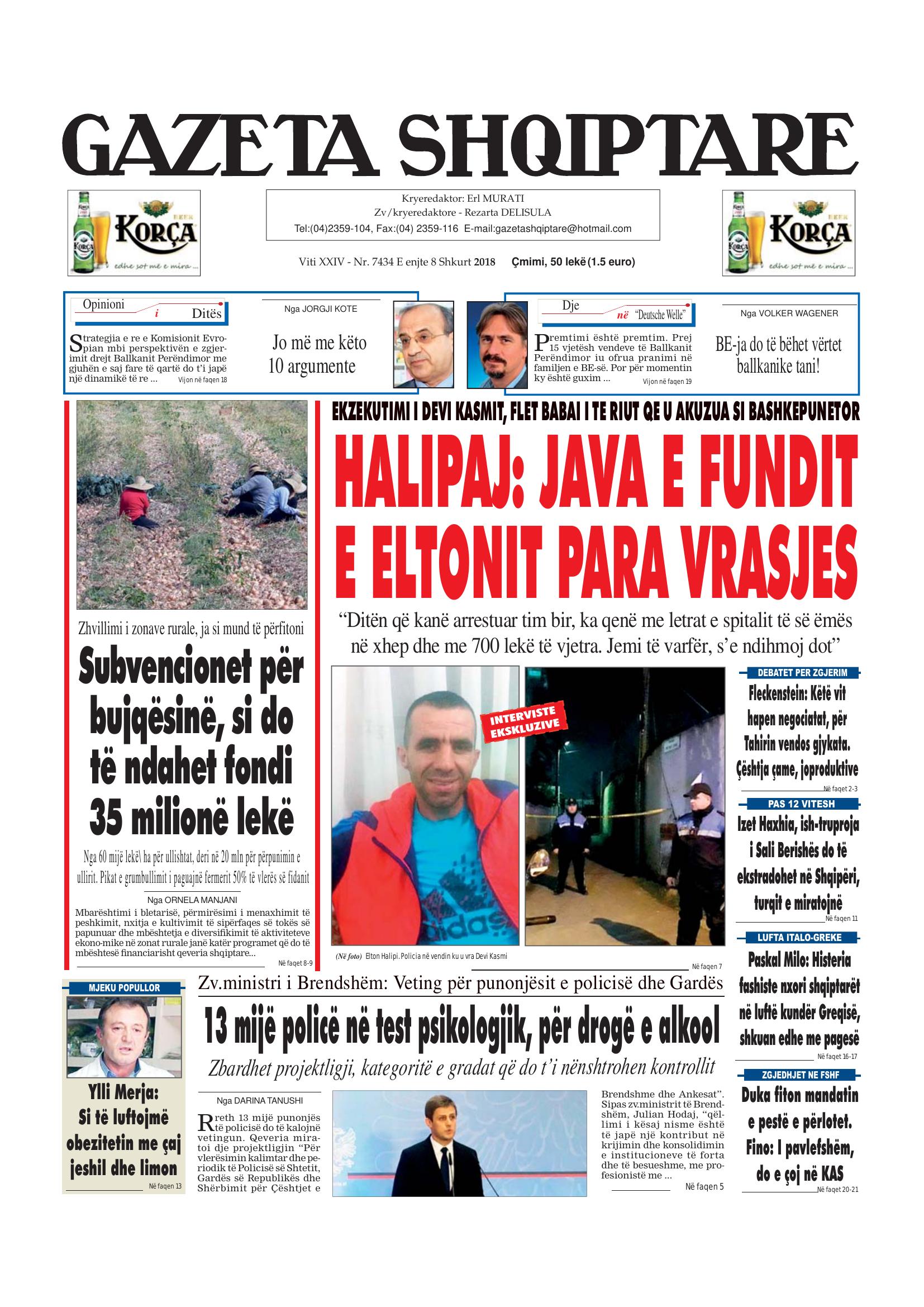 Gazeta Shqiptare 2018-02-08