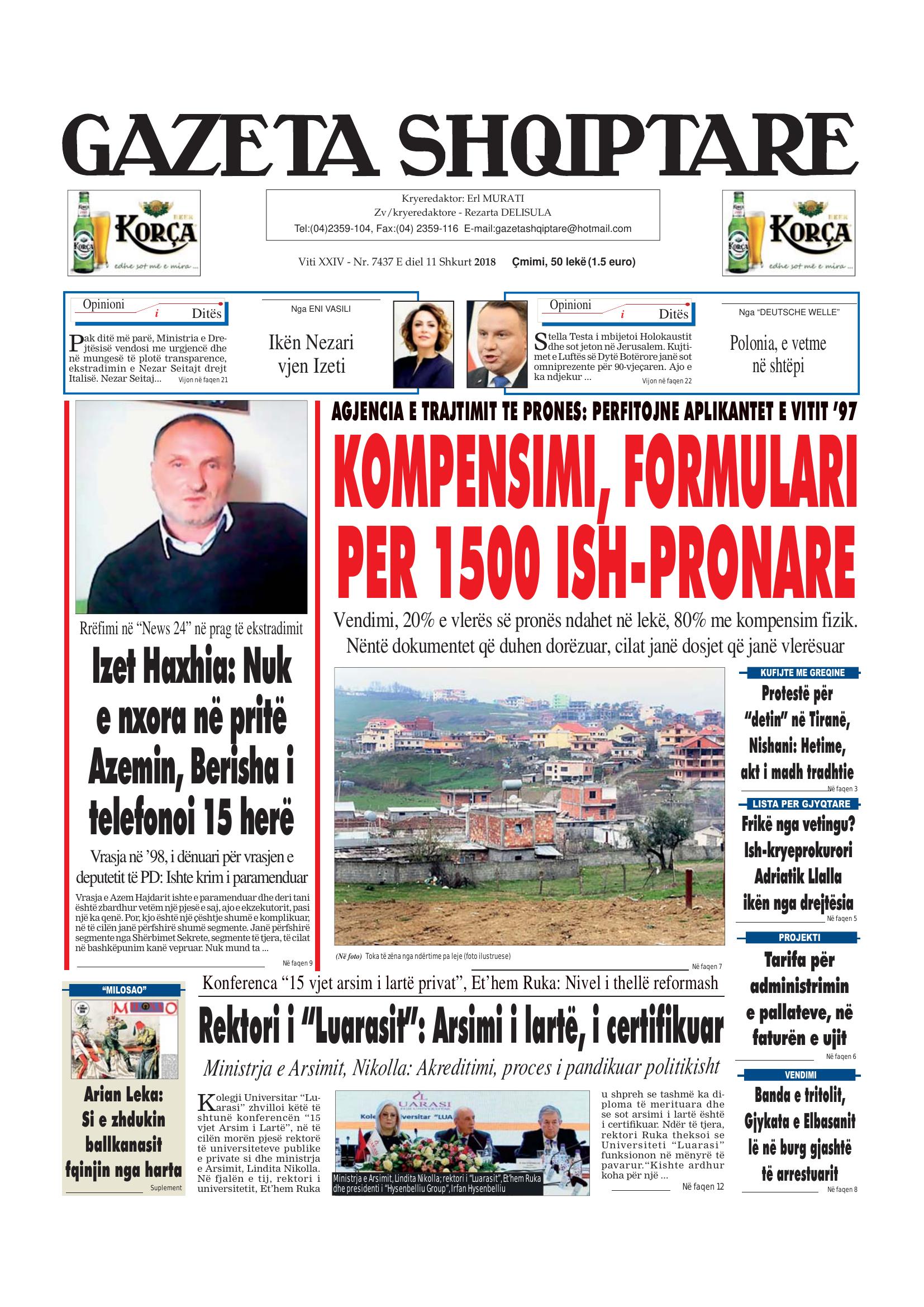 Gazeta Shqiptare 2018-02-11