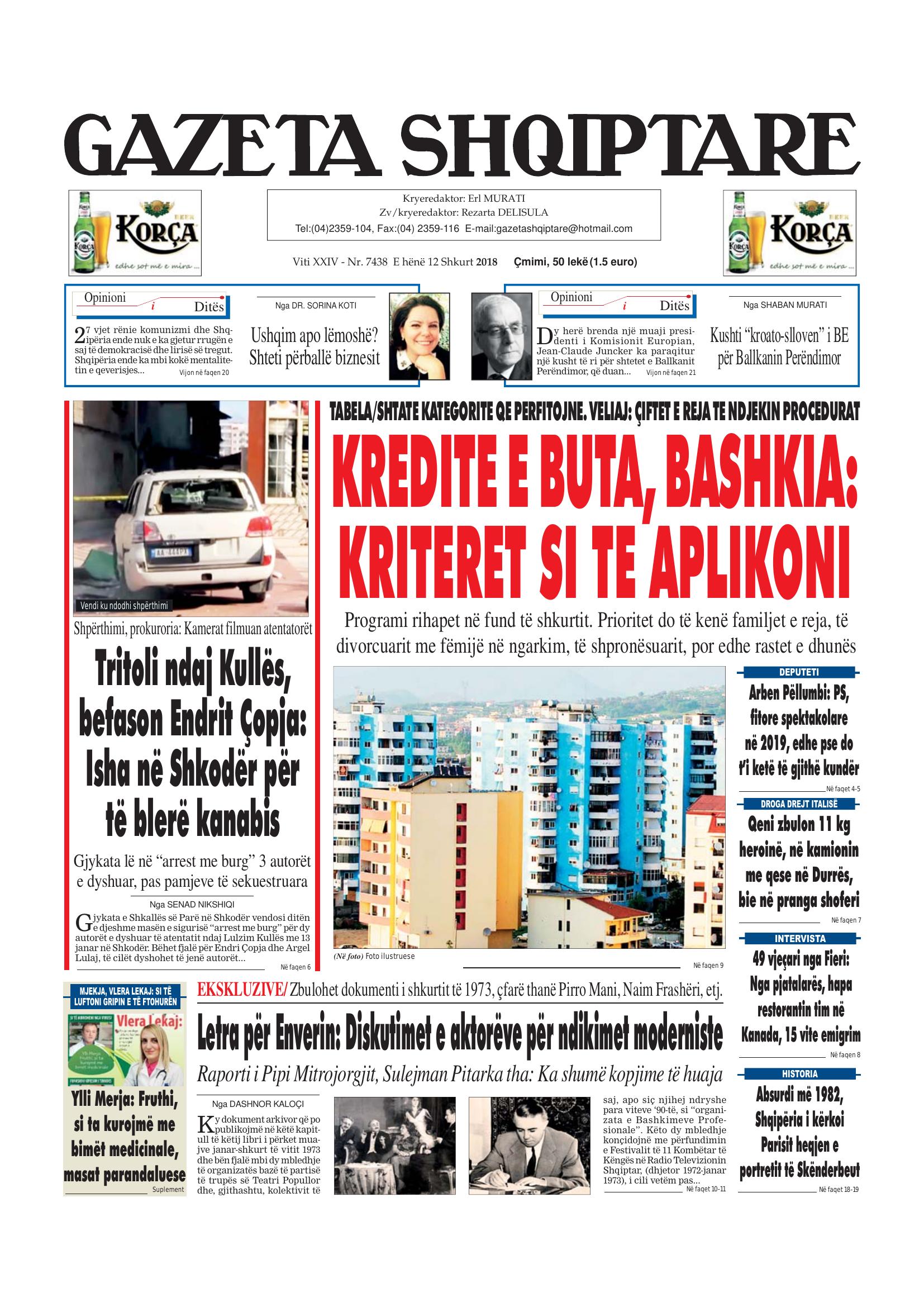 Gazeta Shqiptare 2018-02-12