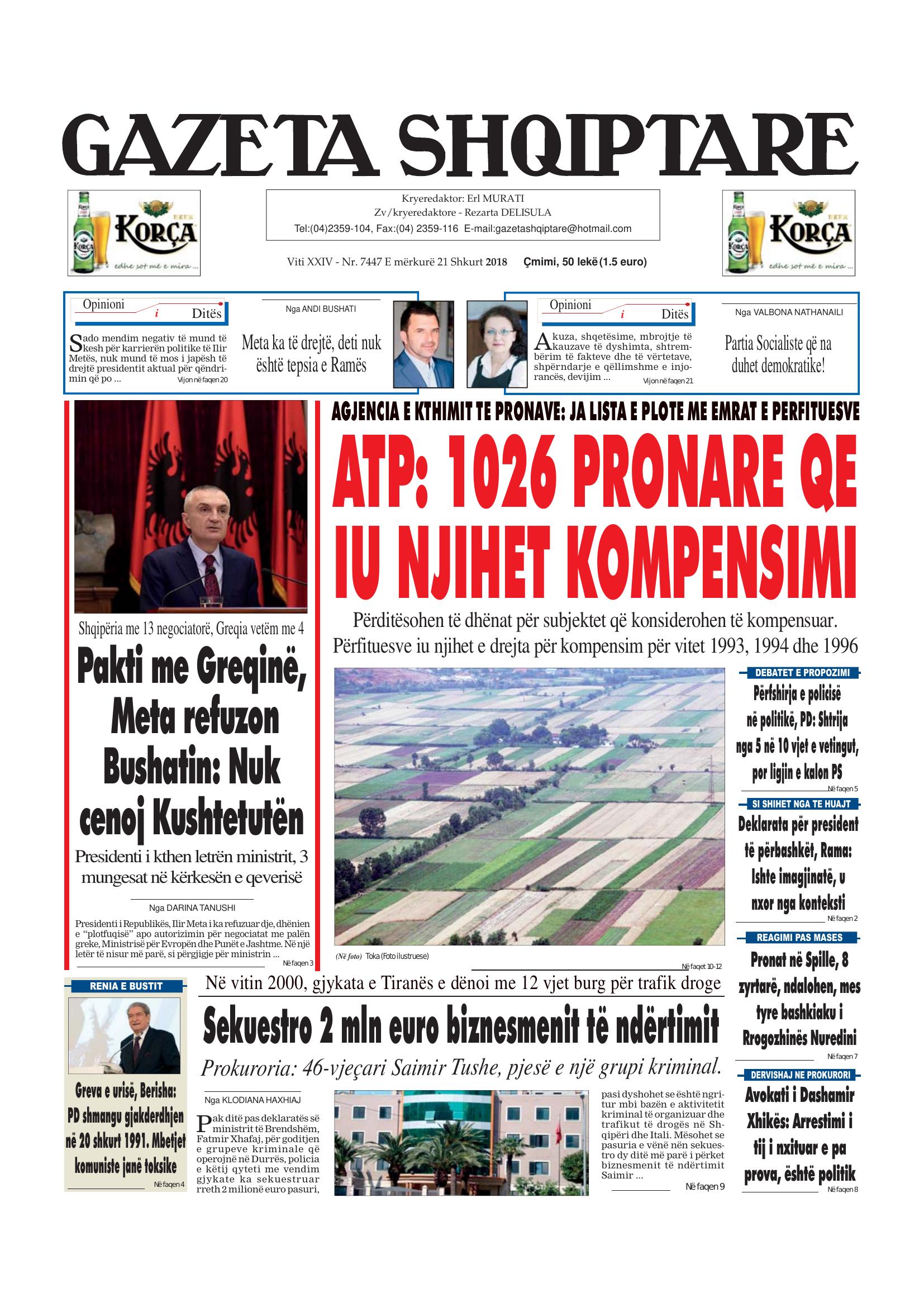 Gazeta Shqiptare 2018-02-21