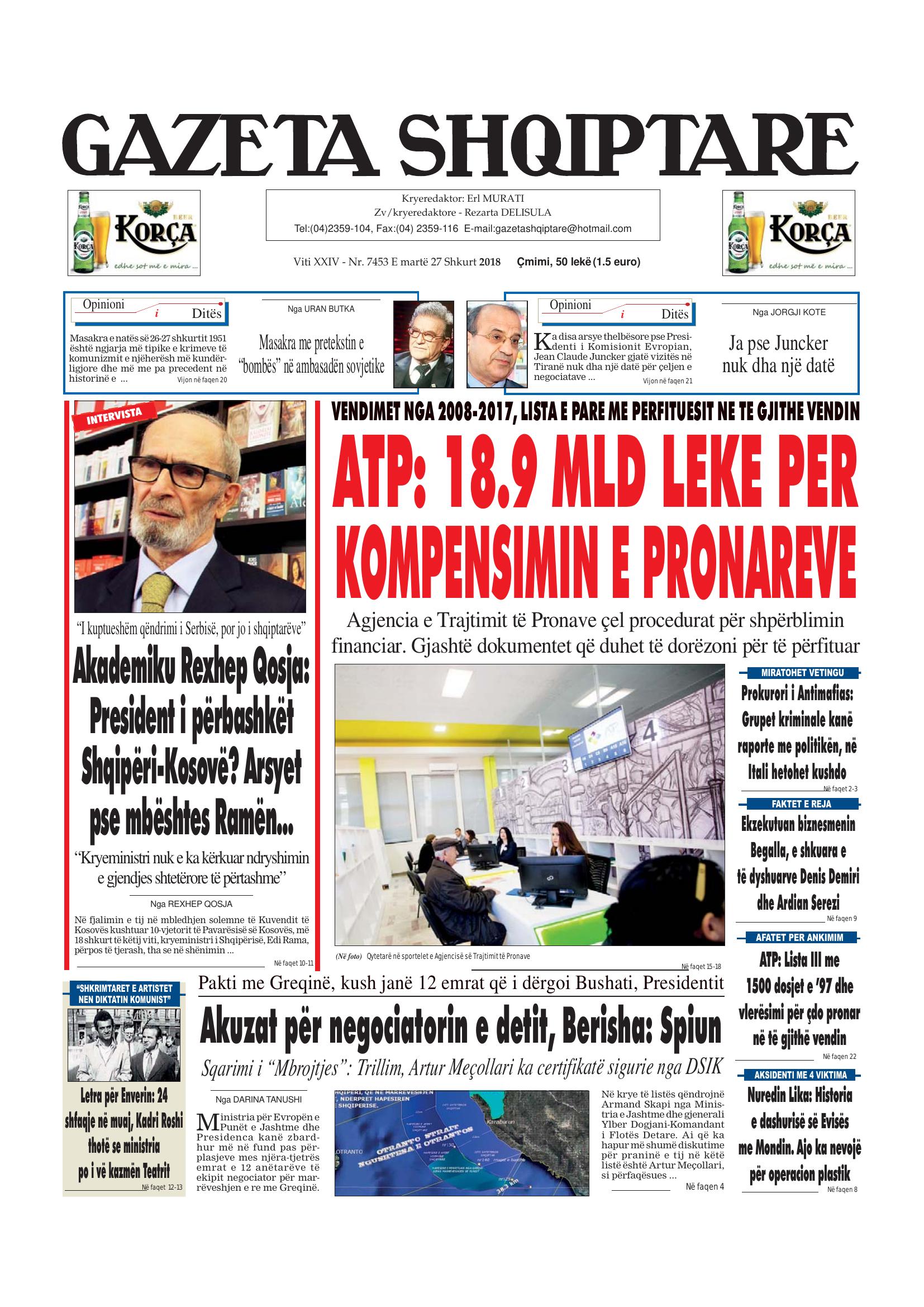 Gazeta Shqiptare 2018-02-27