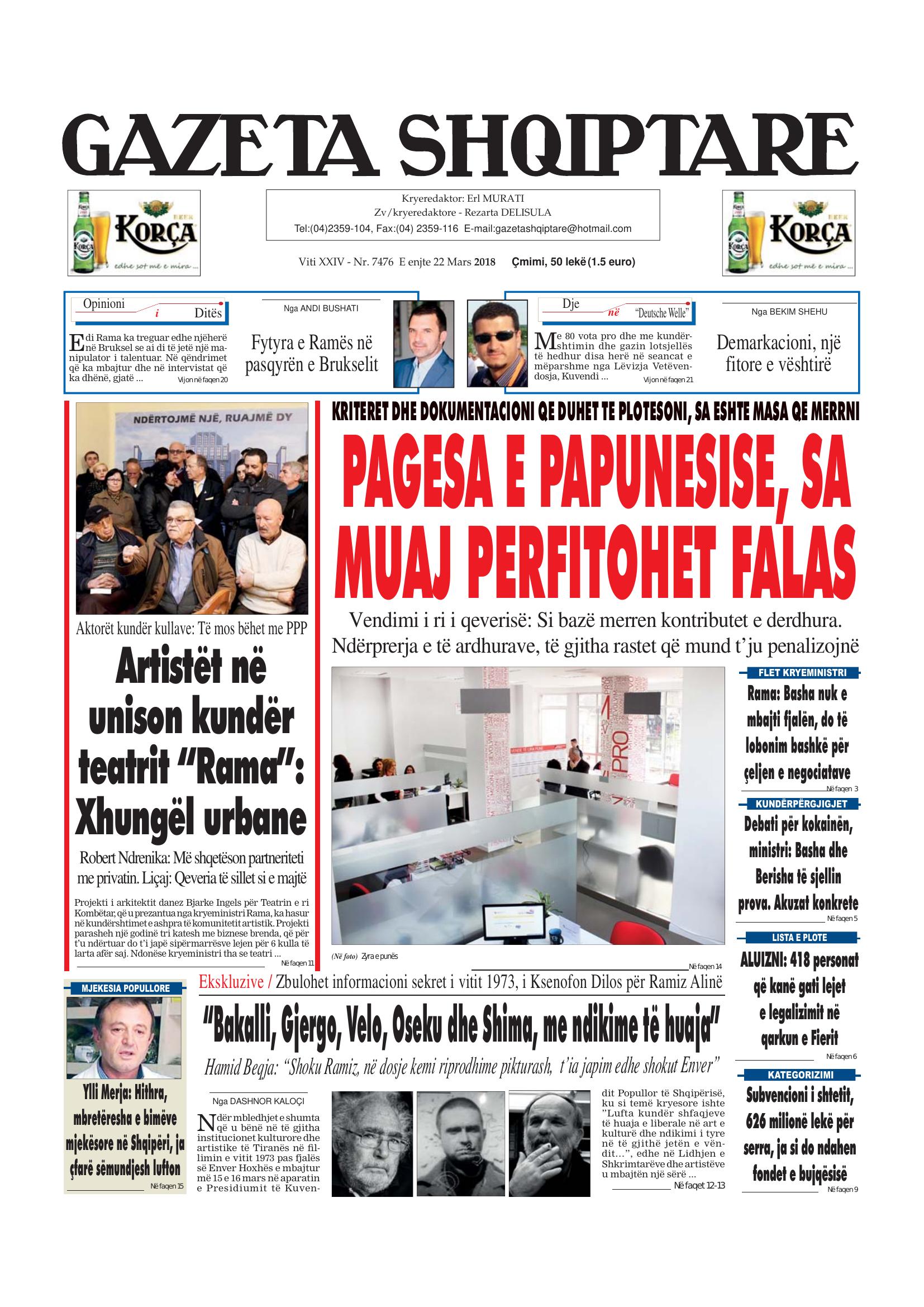 Gazeta Shqiptare 2018-03-22