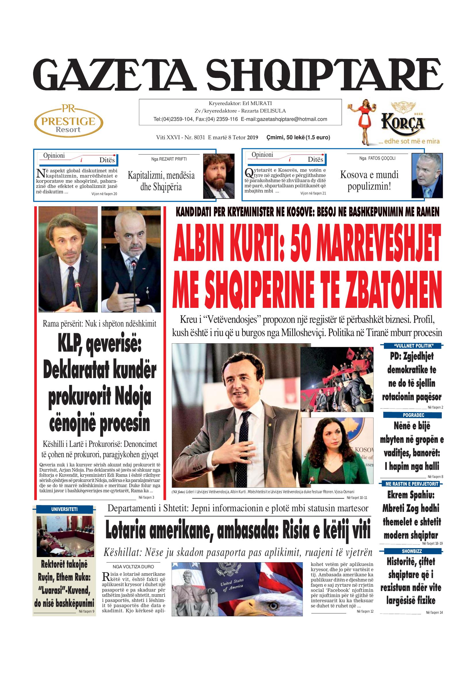 Gazeta Shqiptare 2019-10-08