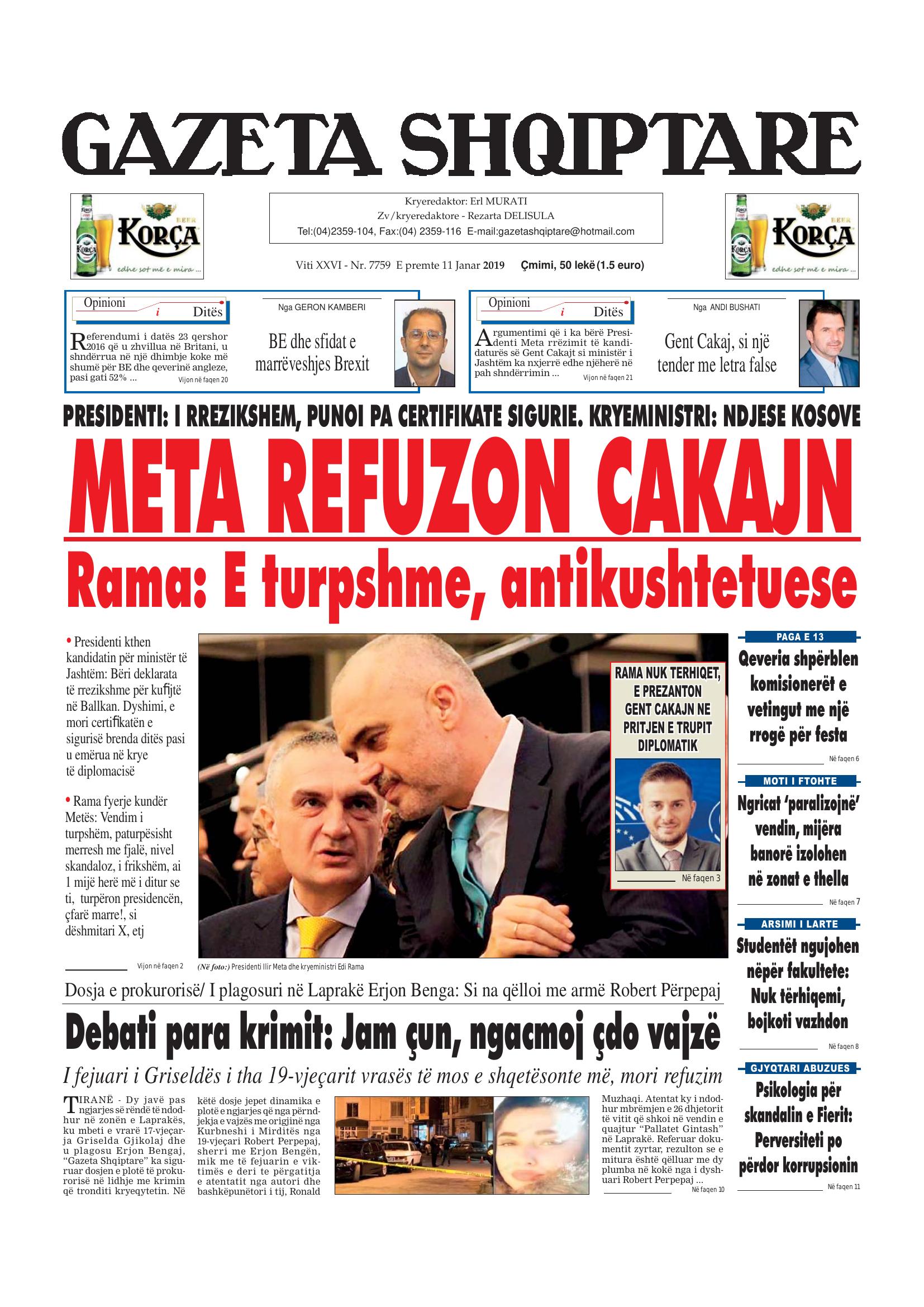 Gazeta Shqiptare 2019-01-11