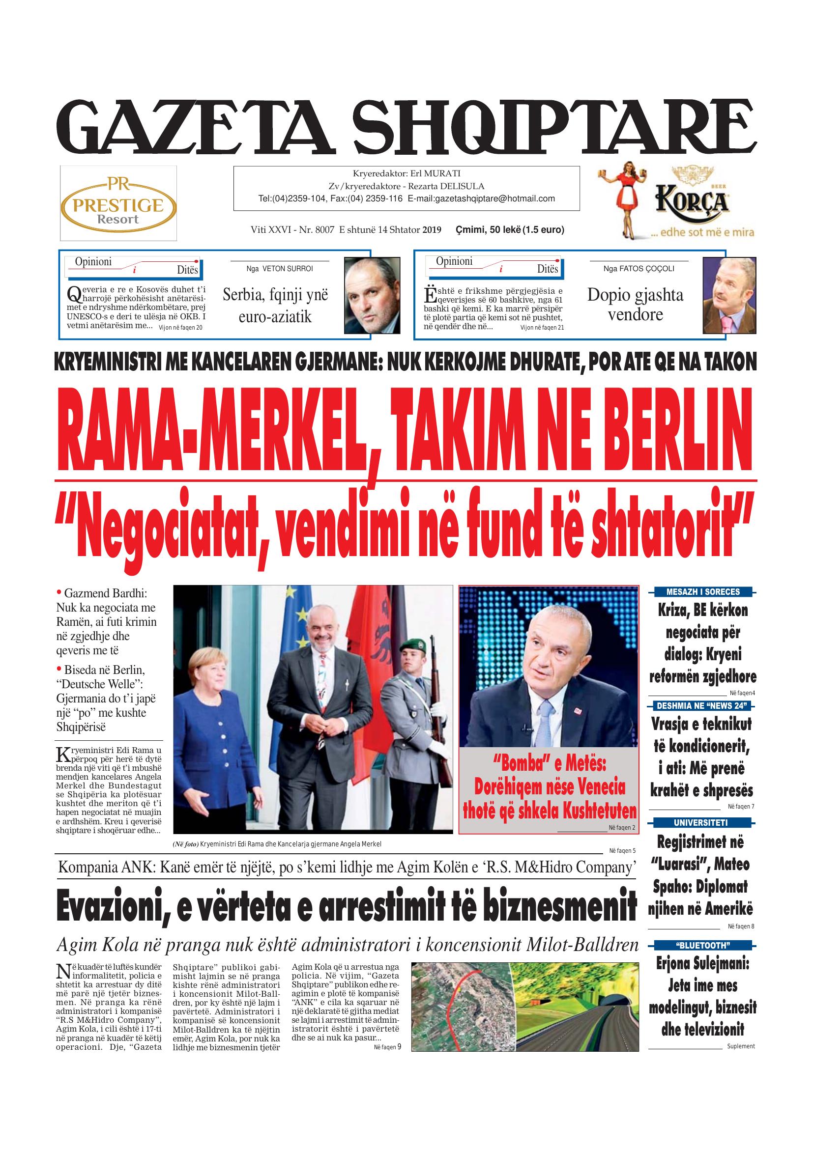 Gazeta Shqiptare 2019-09-14