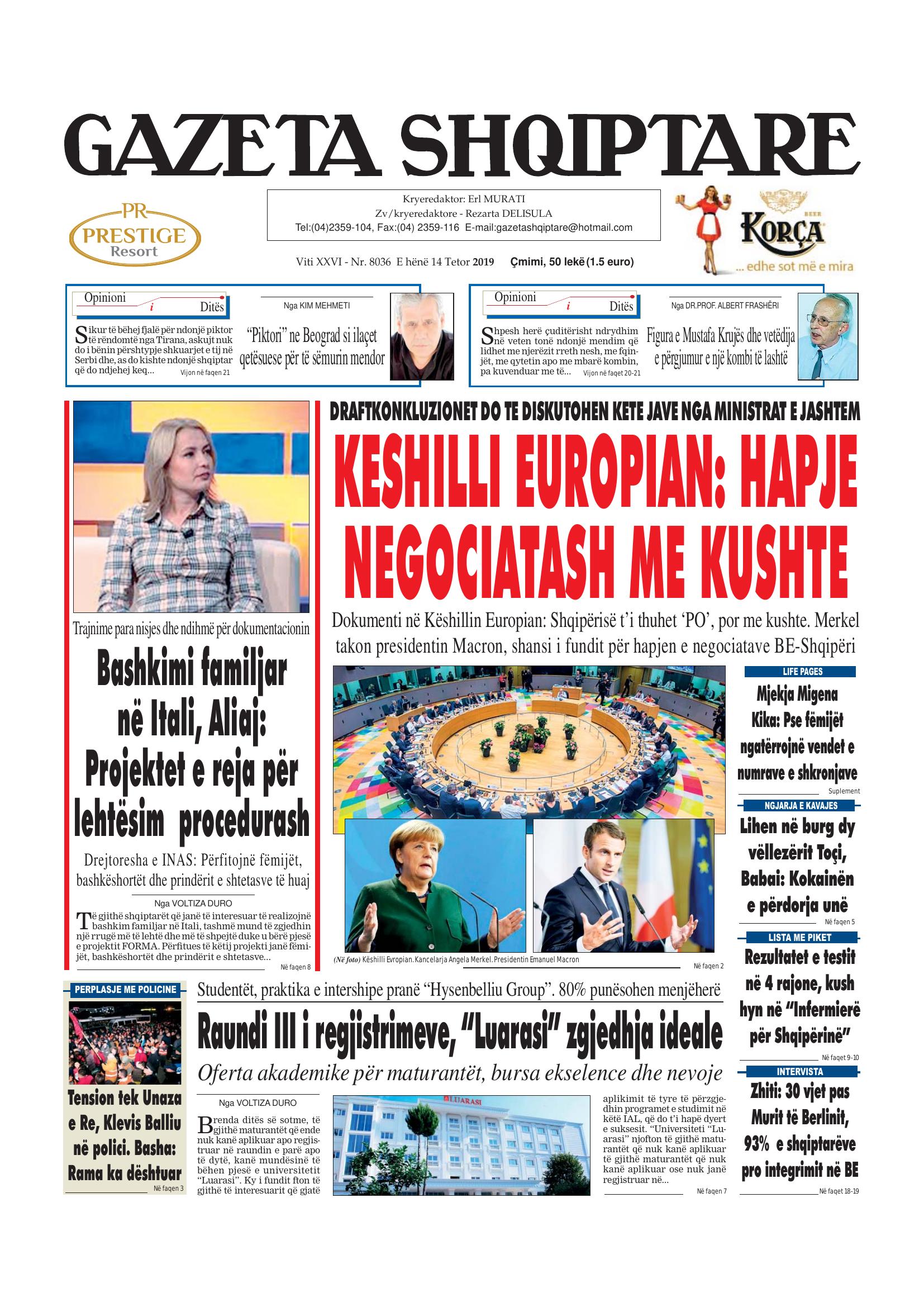 Gazeta Shqiptare 2019-10-14