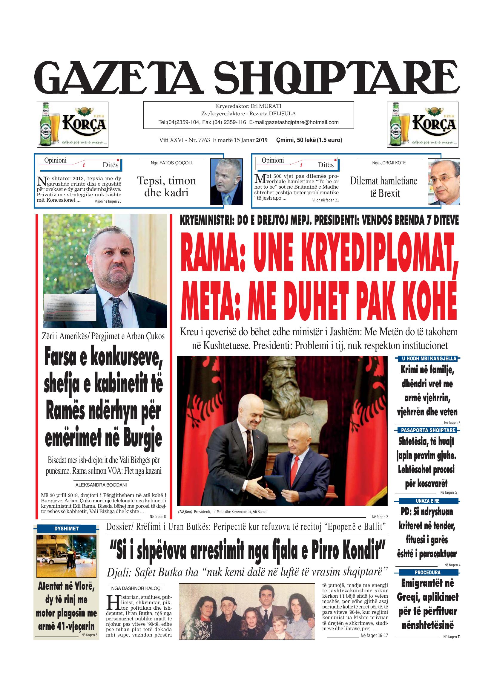 Gazeta Shqiptare 2019-01-15
