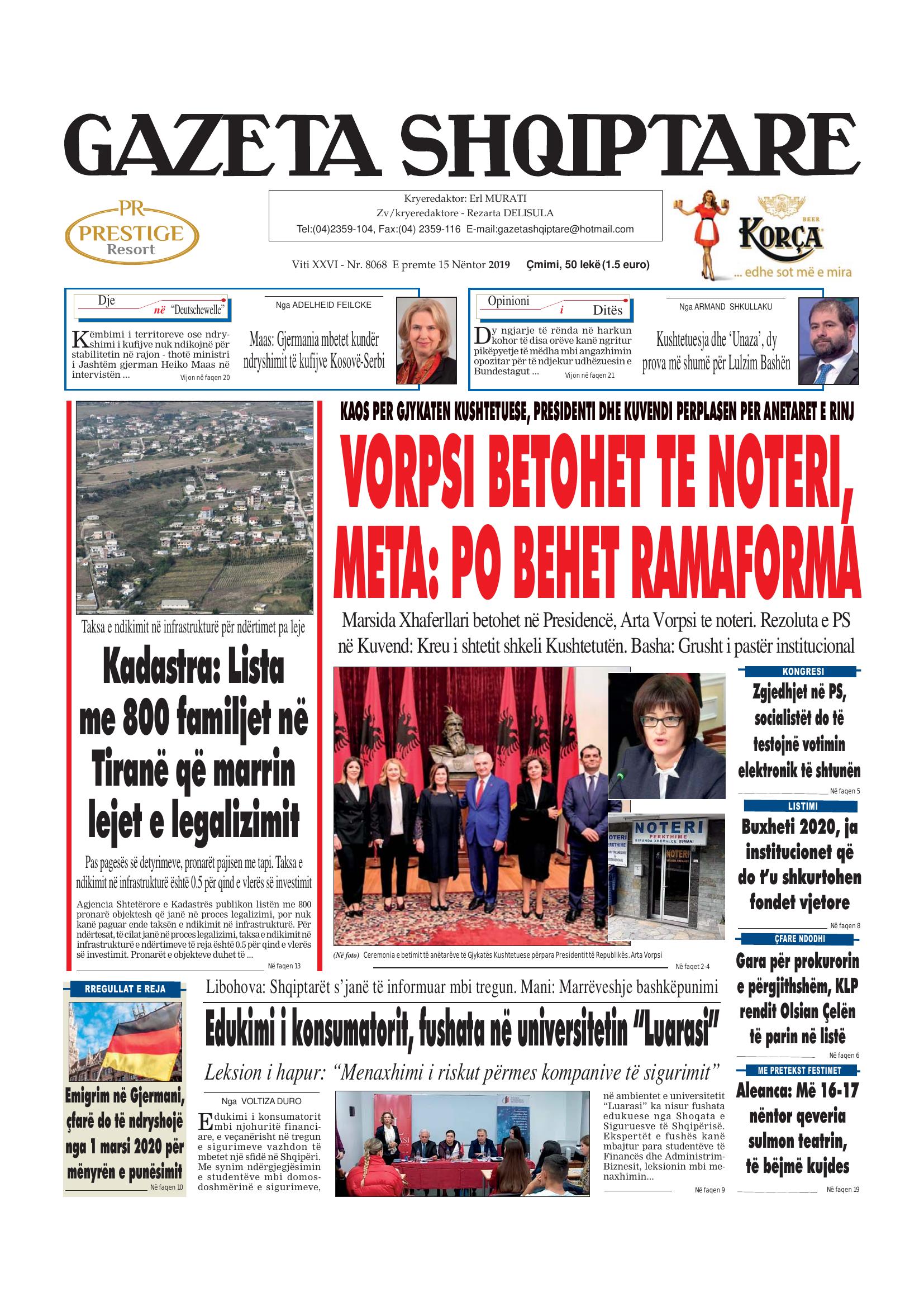 Gazeta Shqiptare 2019-11-15