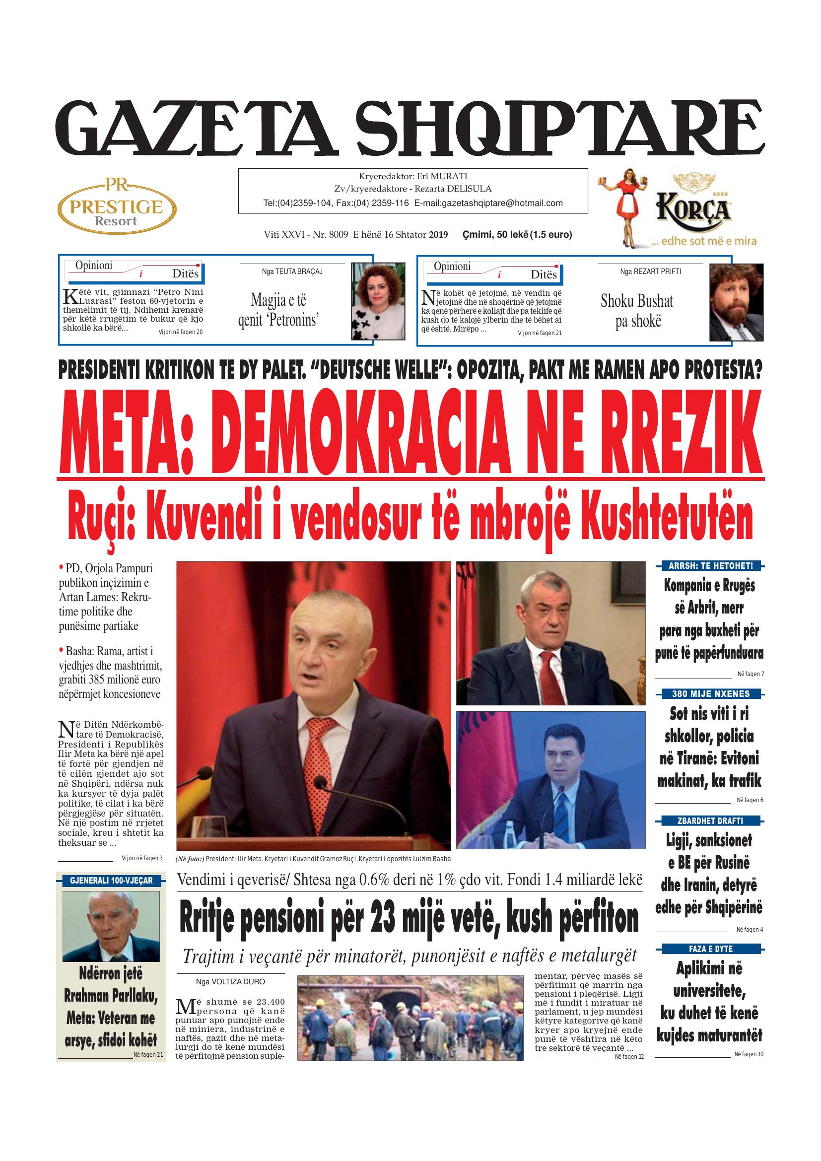 Gazeta Shqiptare 2019-09-16