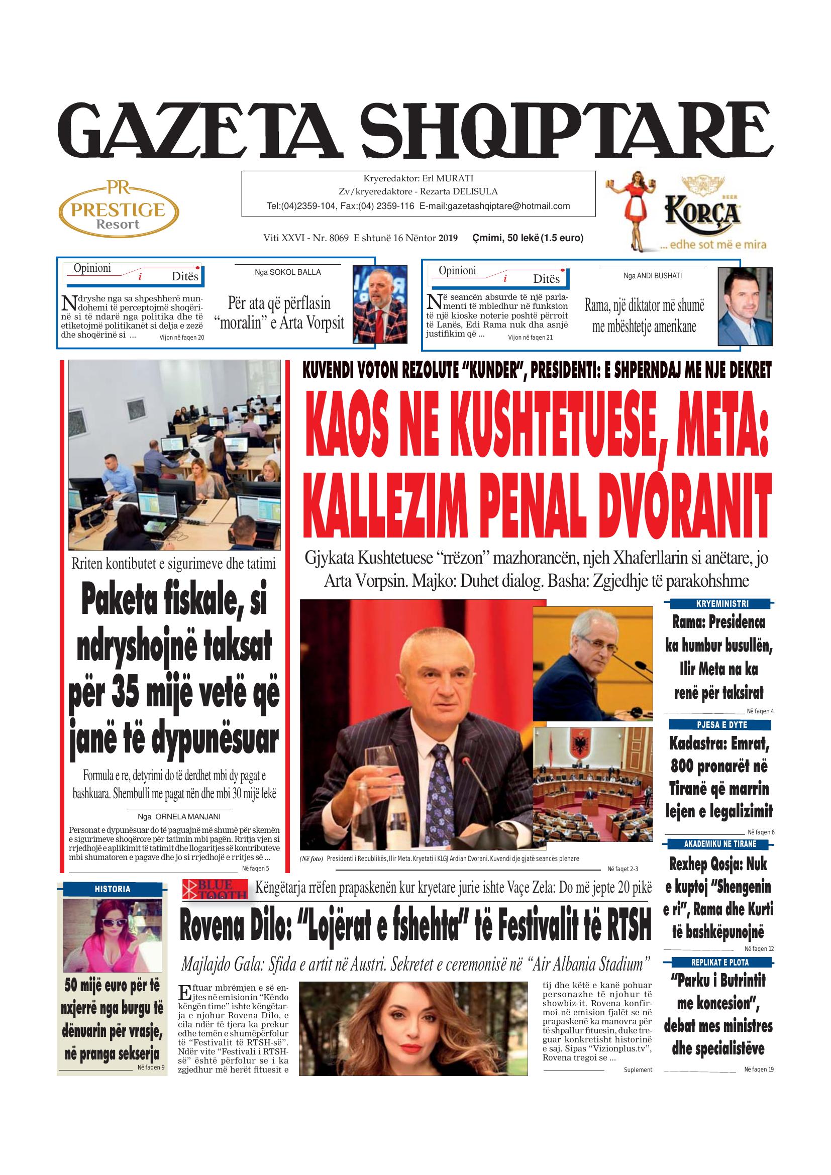 Gazeta Shqiptare 2019-11-16