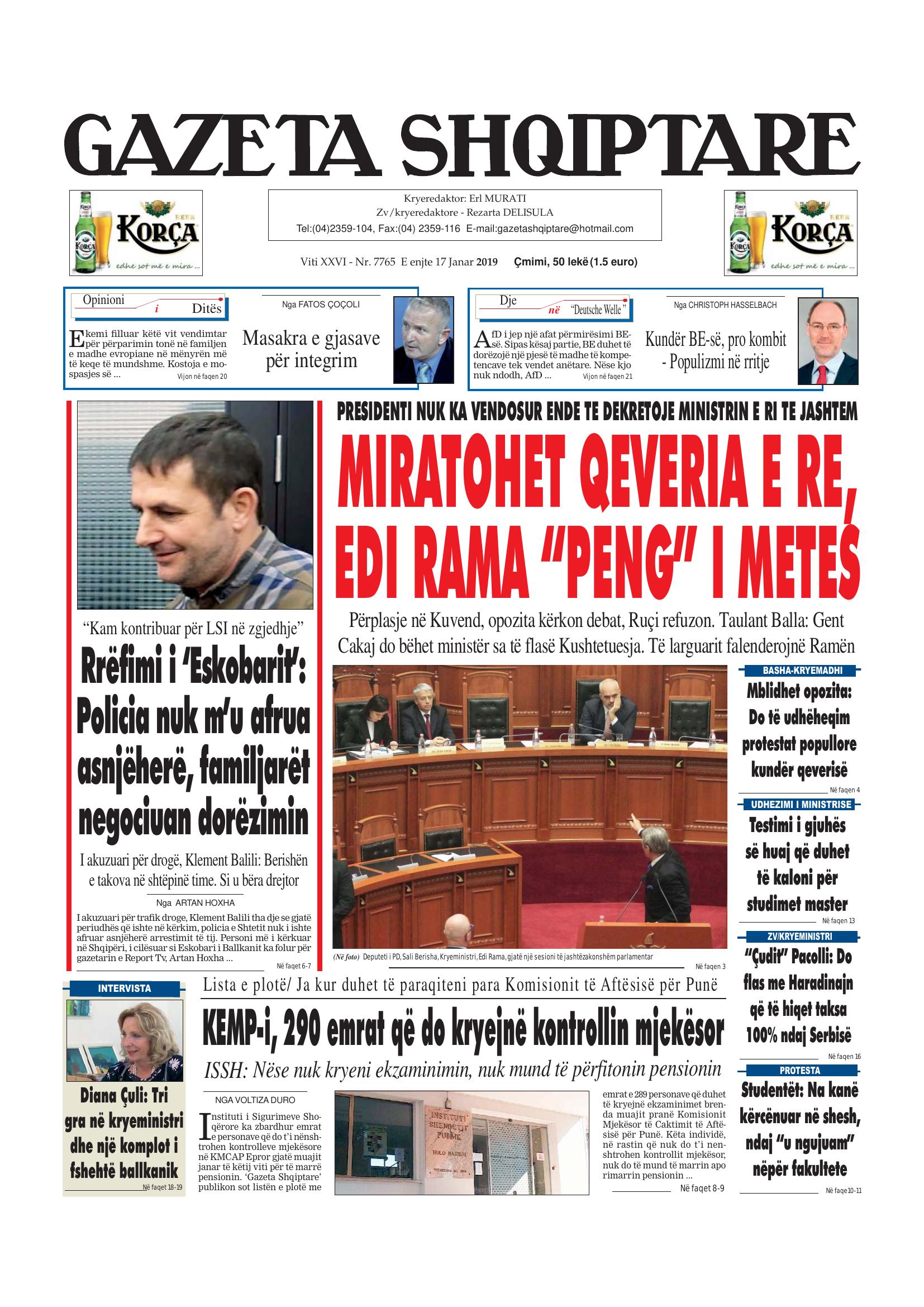 Gazeta Shqiptare 2019-01-17