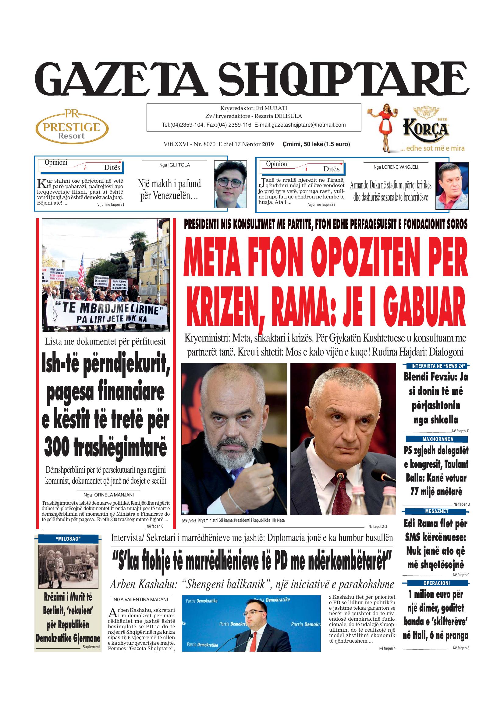Gazeta Shqiptare 2019-11-17