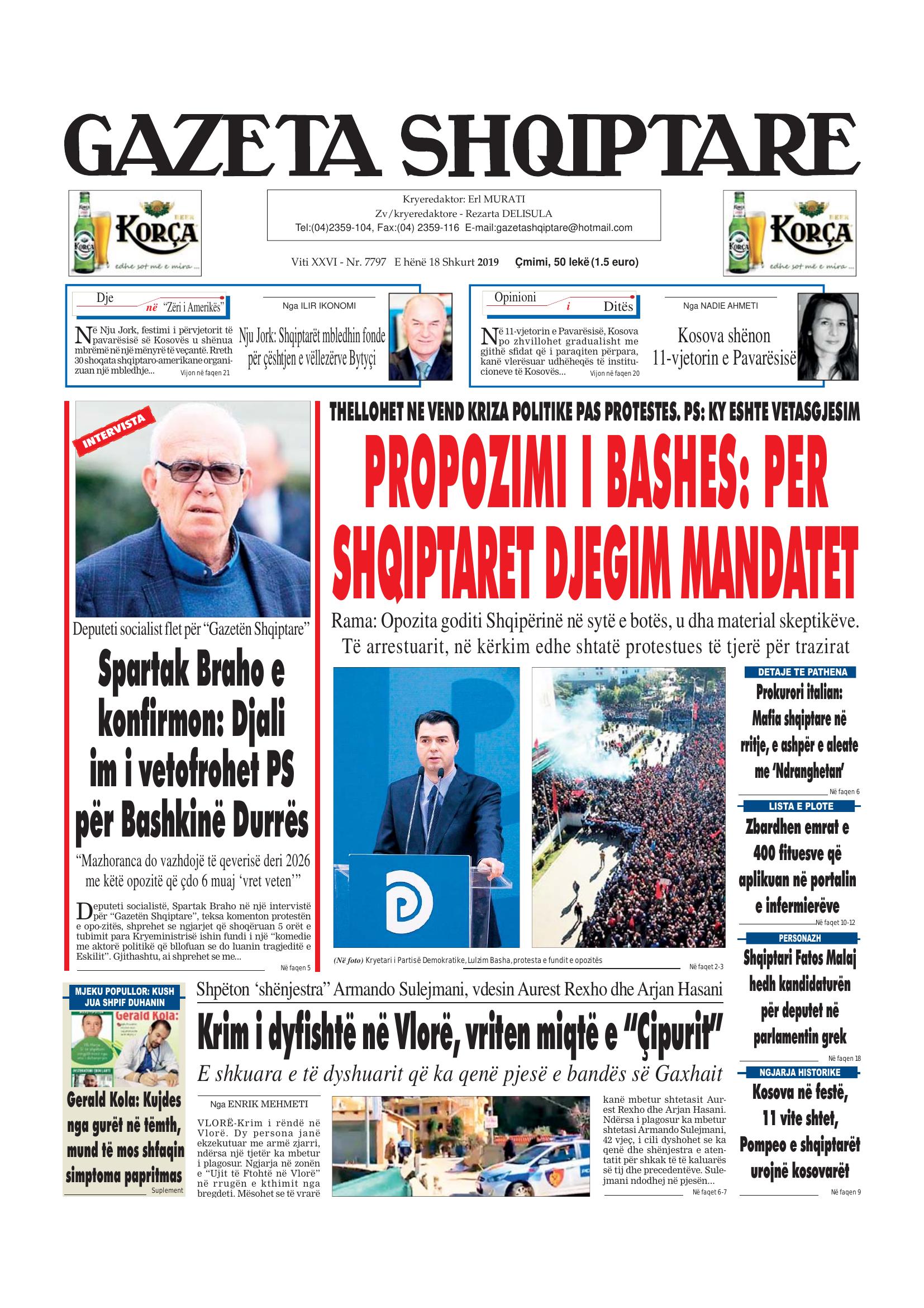 Gazeta Shqiptare 2019-02-18