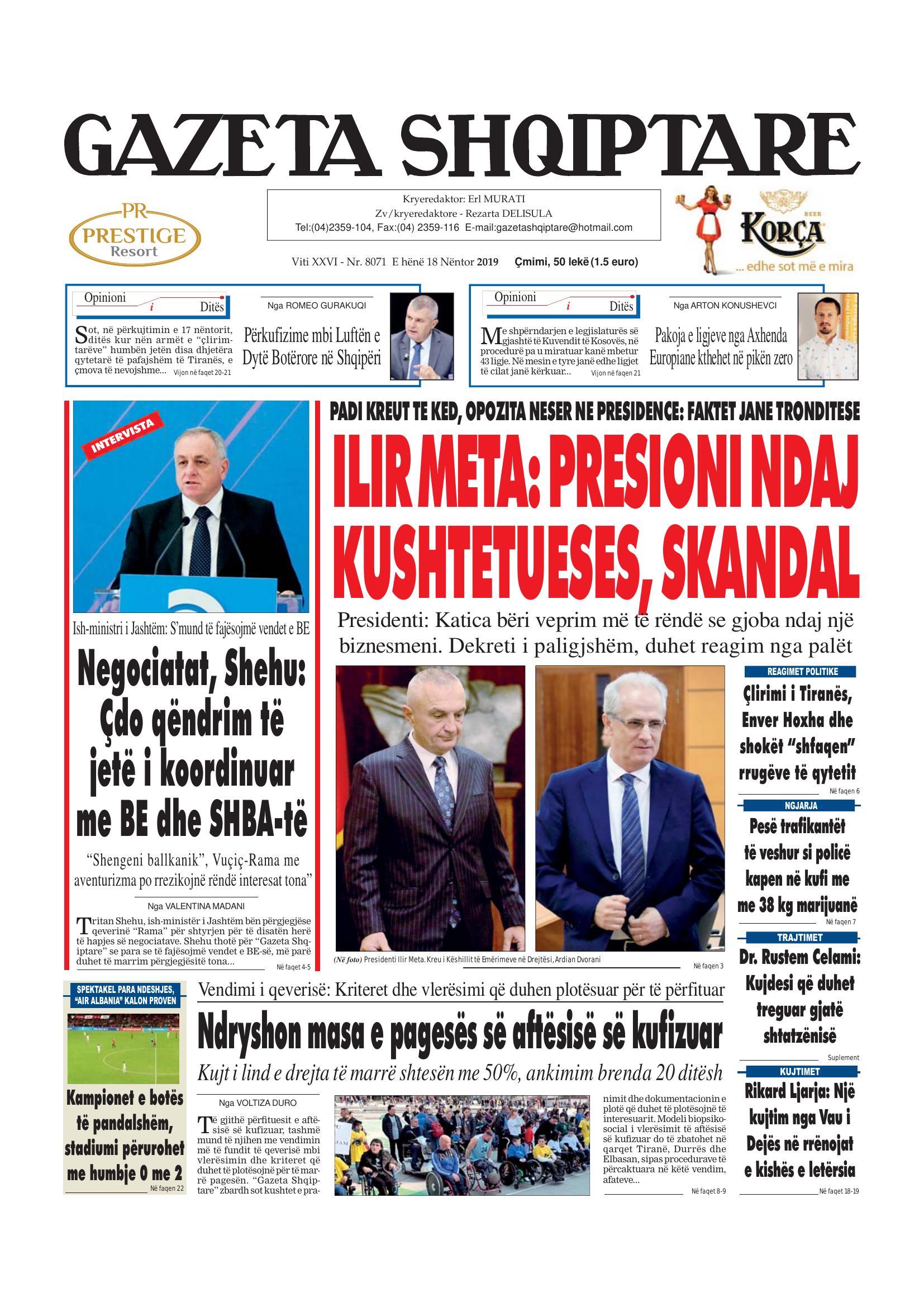 Gazeta Shqiptare 2019-11-18