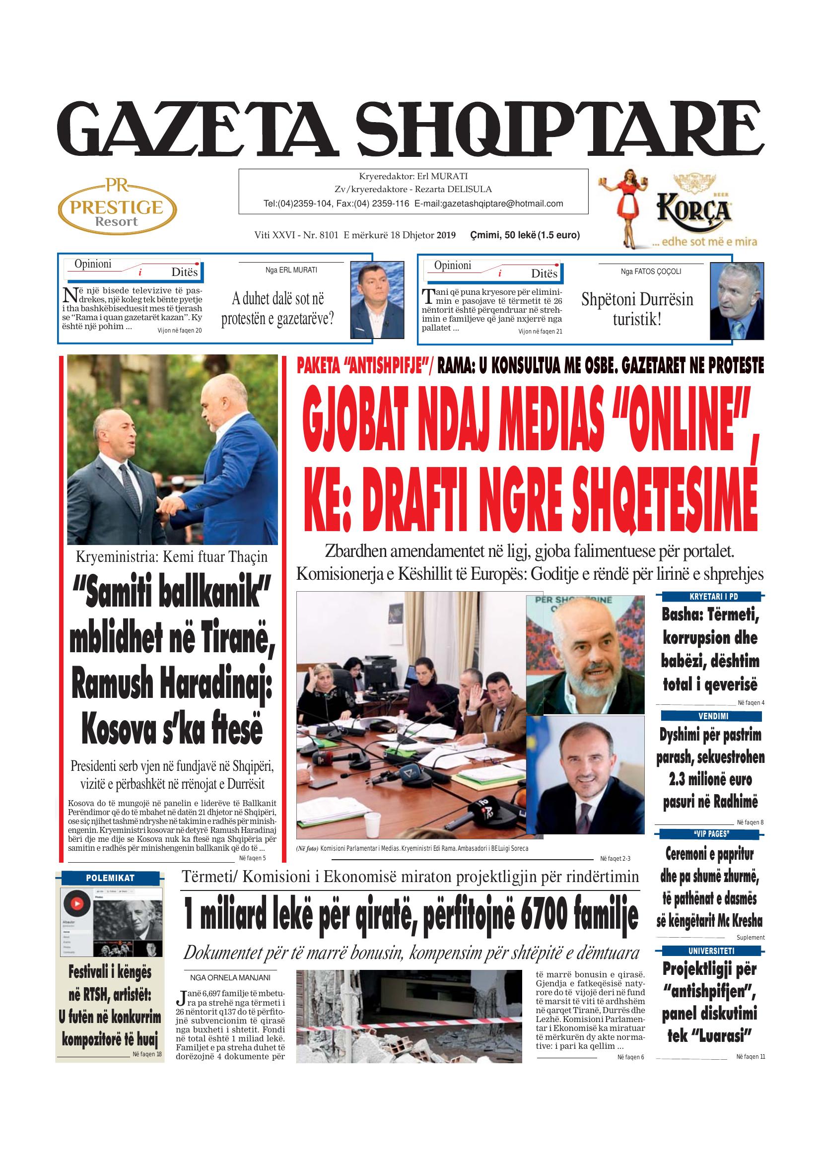 Gazeta Shqiptare 2019-12-18