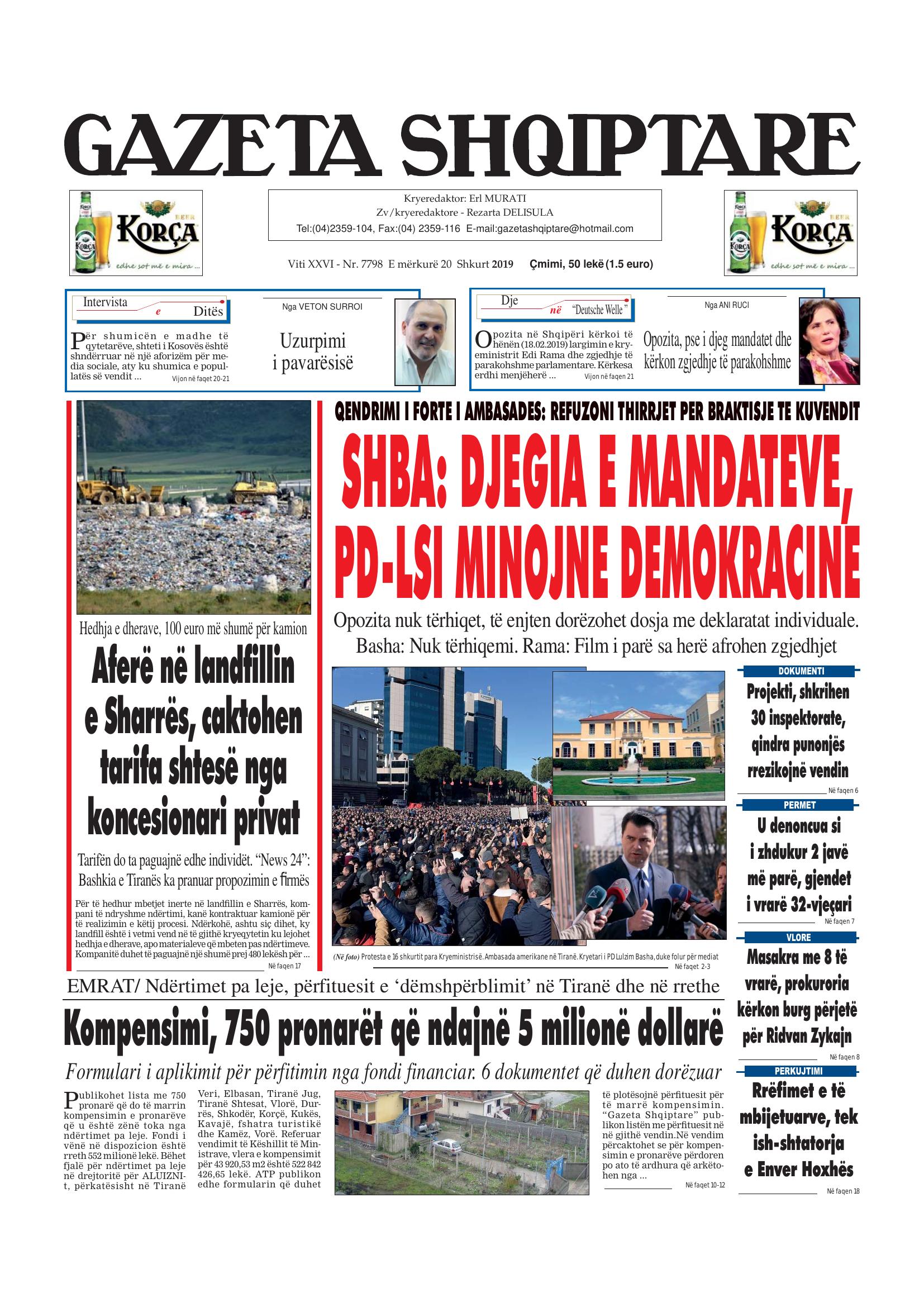 Gazeta Shqiptare 2019-02-20