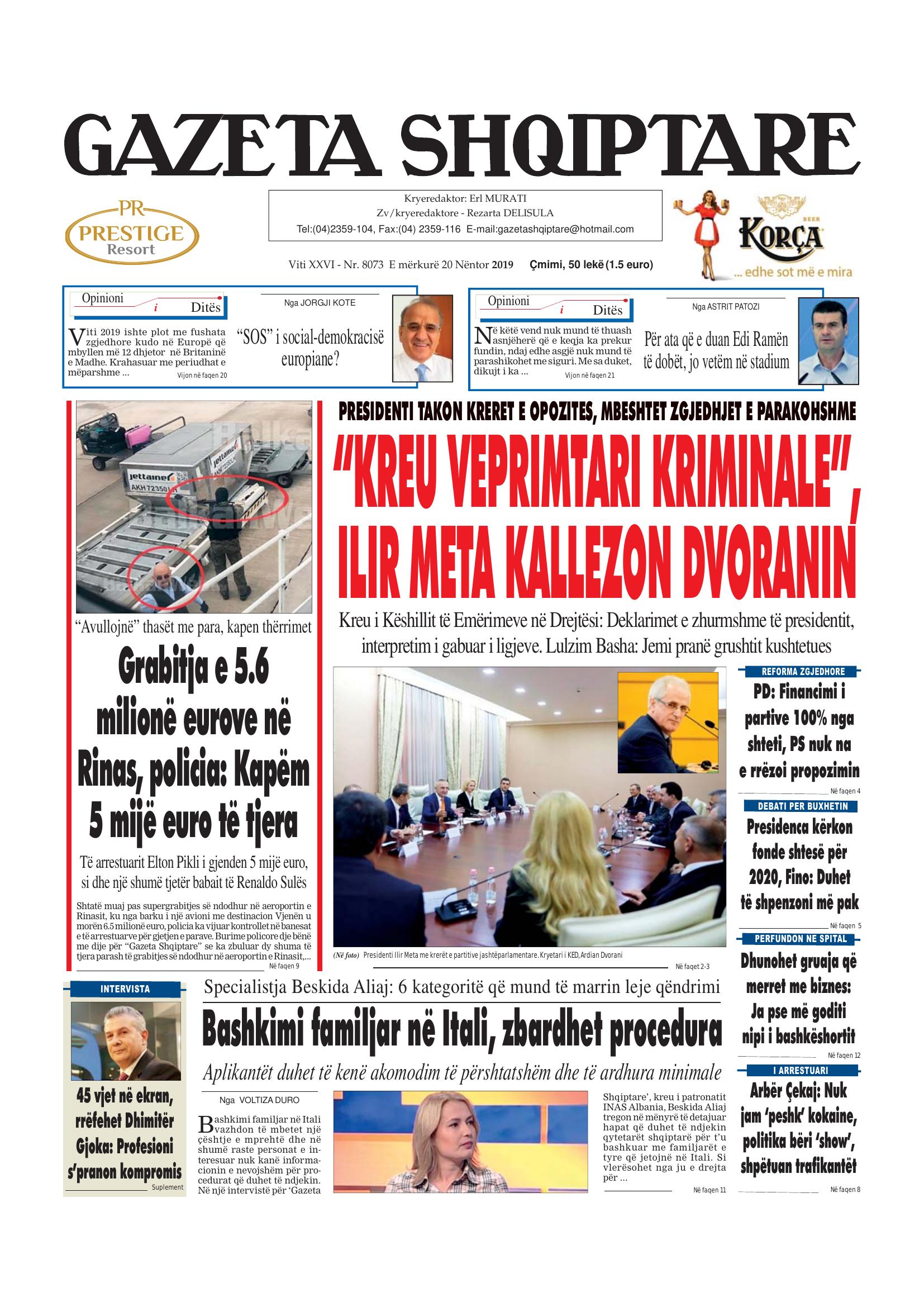 Gazeta Shqiptare 2019-11-20