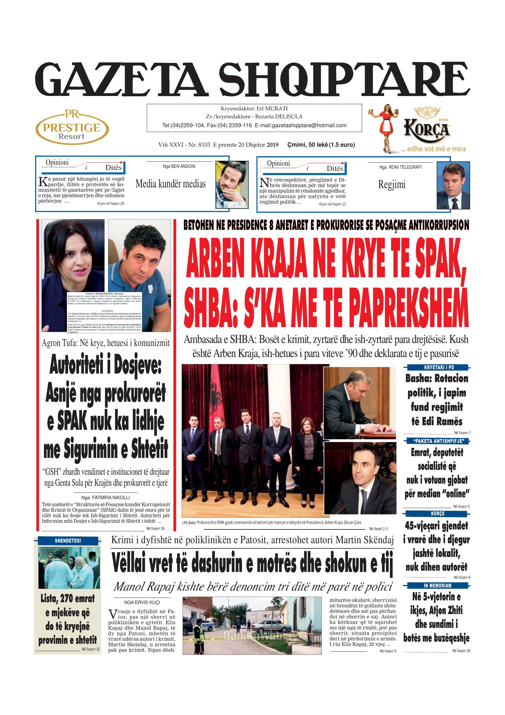 Gazeta Shqiptare 2019-12-20