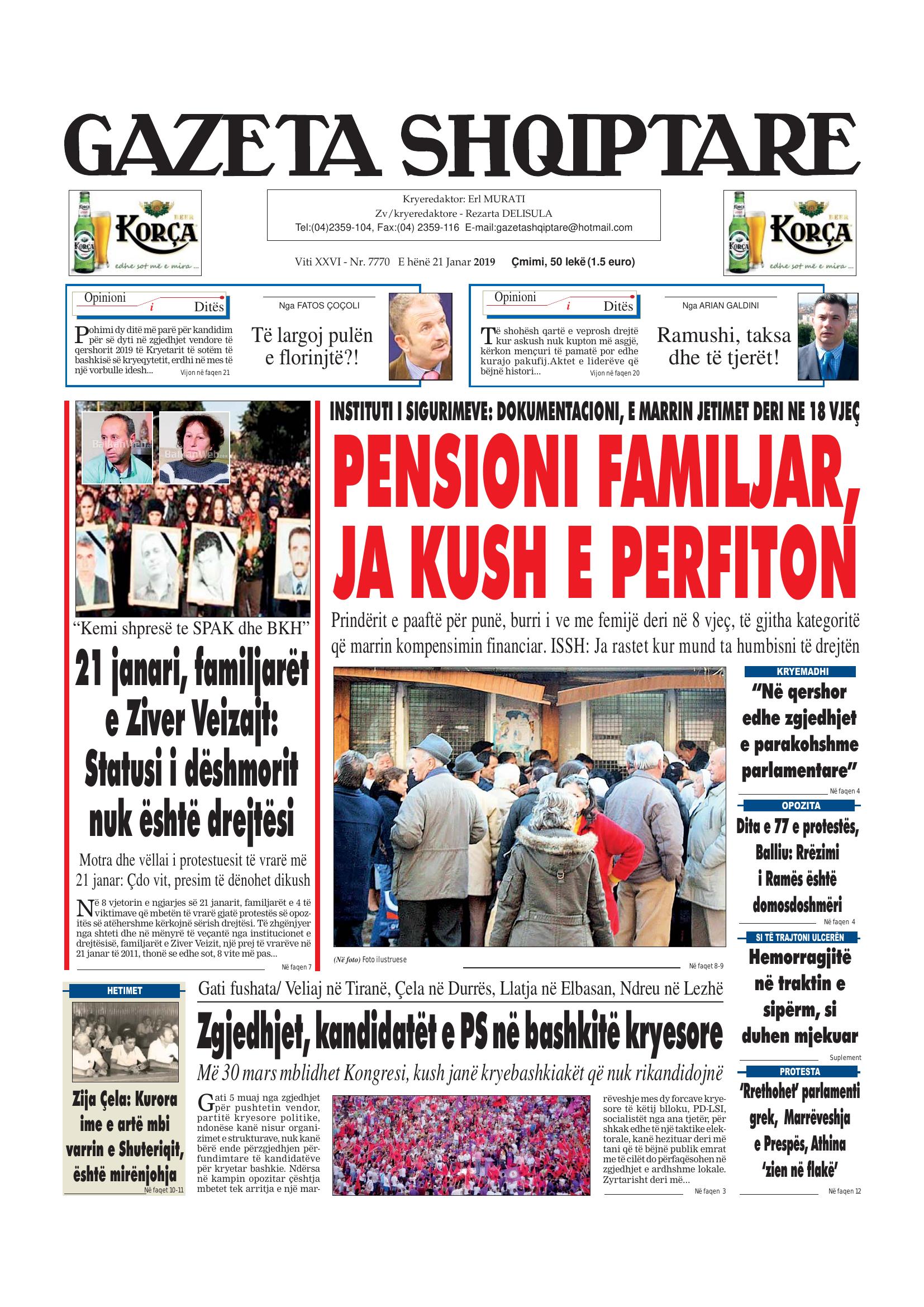 Gazeta Shqiptare 2019-01-21