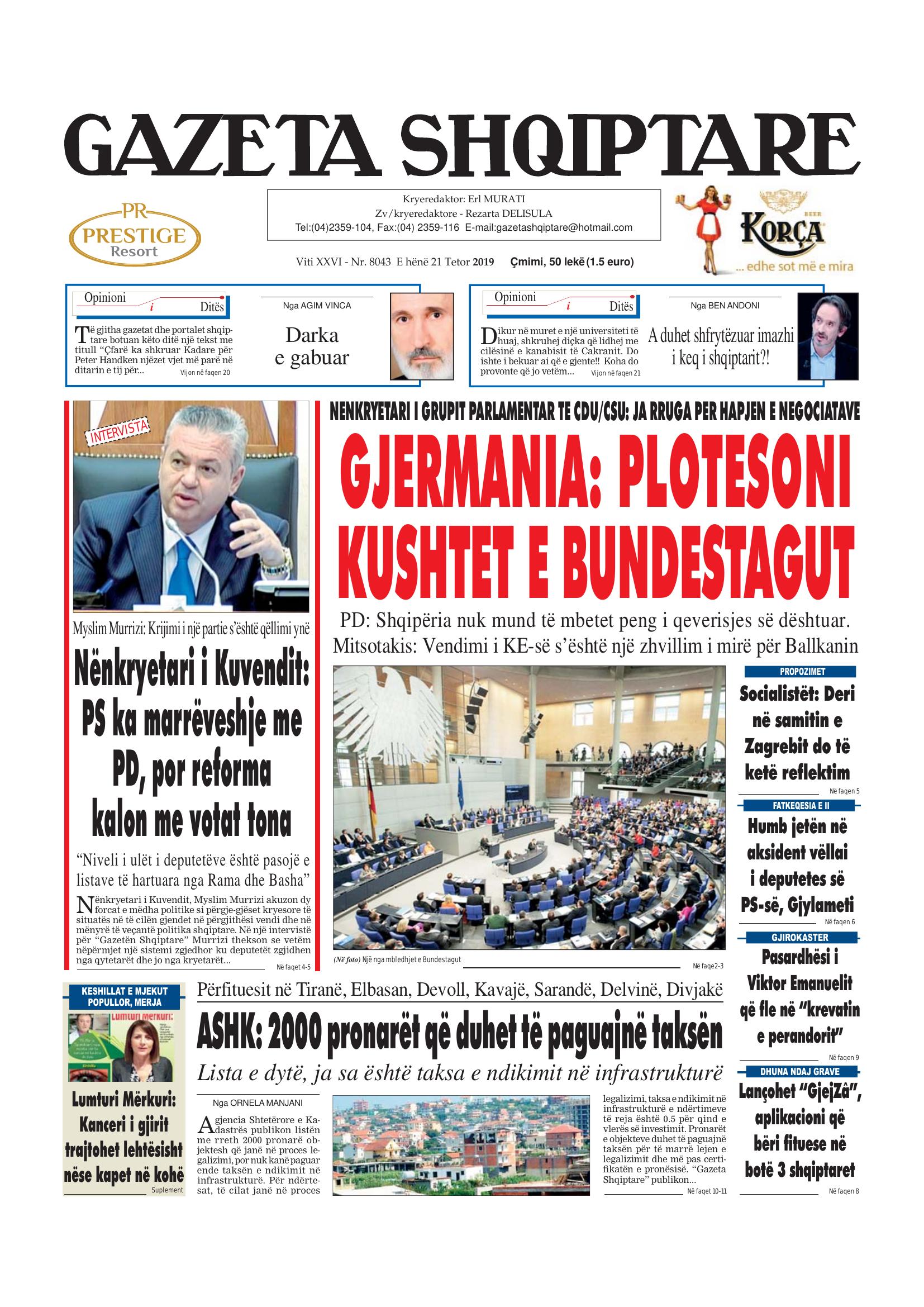 Gazeta Shqiptare 2019-10-21