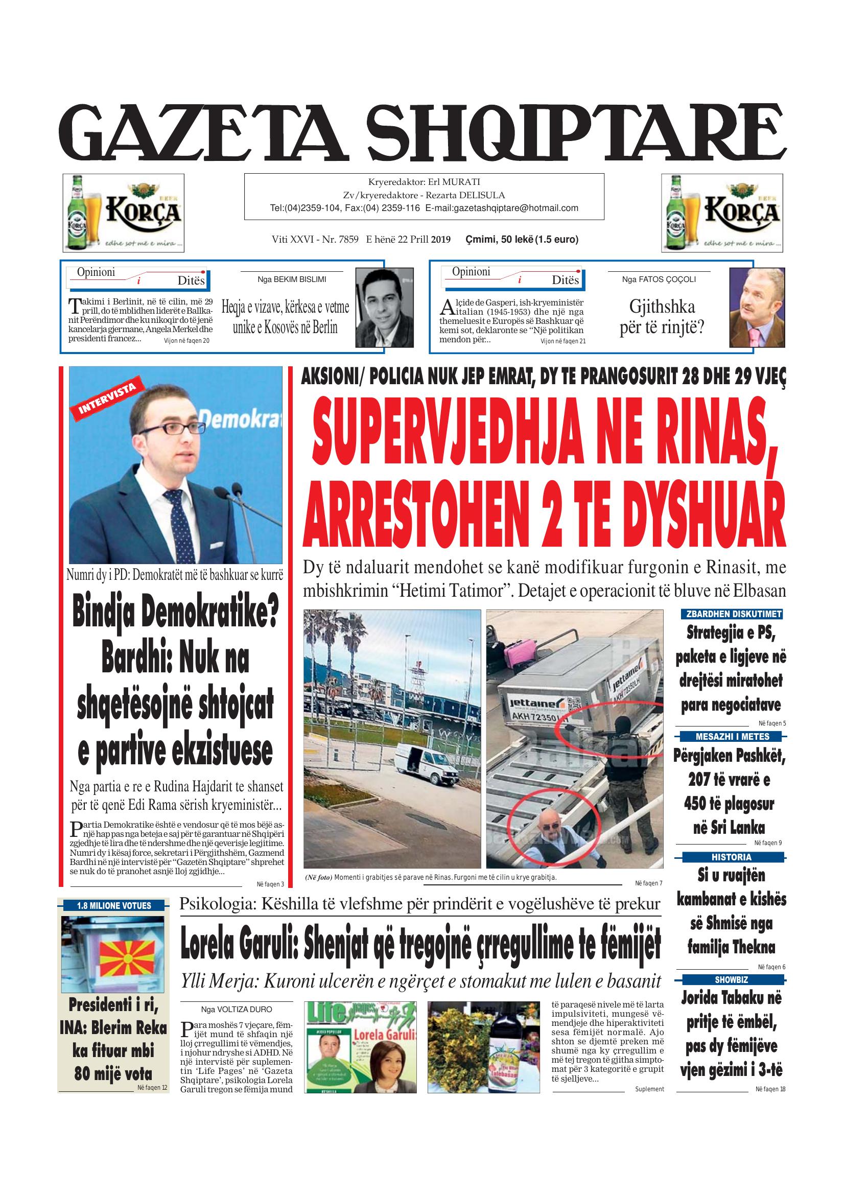 Gazeta Shqiptare 2019-04-22