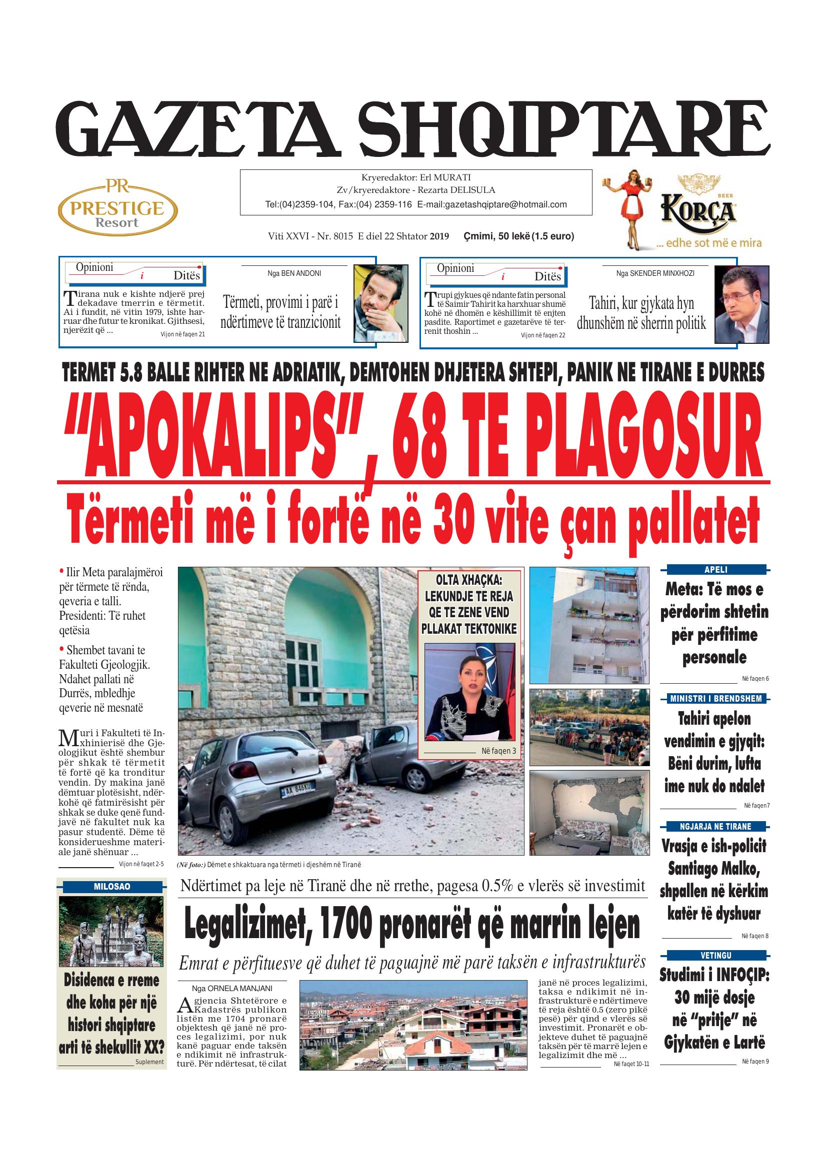Gazeta Shqiptare 2019-09-22