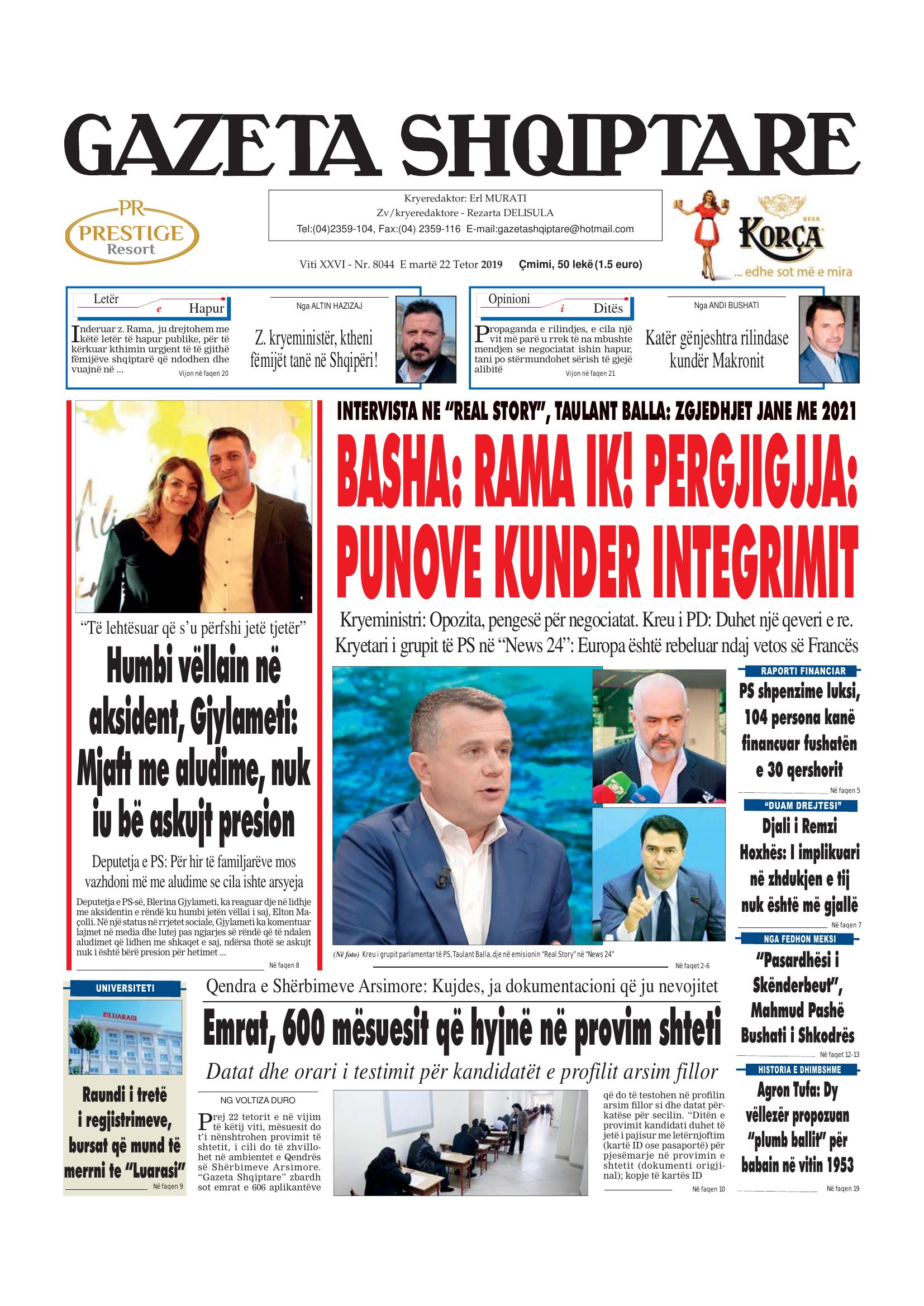 Gazeta Shqiptare 2019-10-22